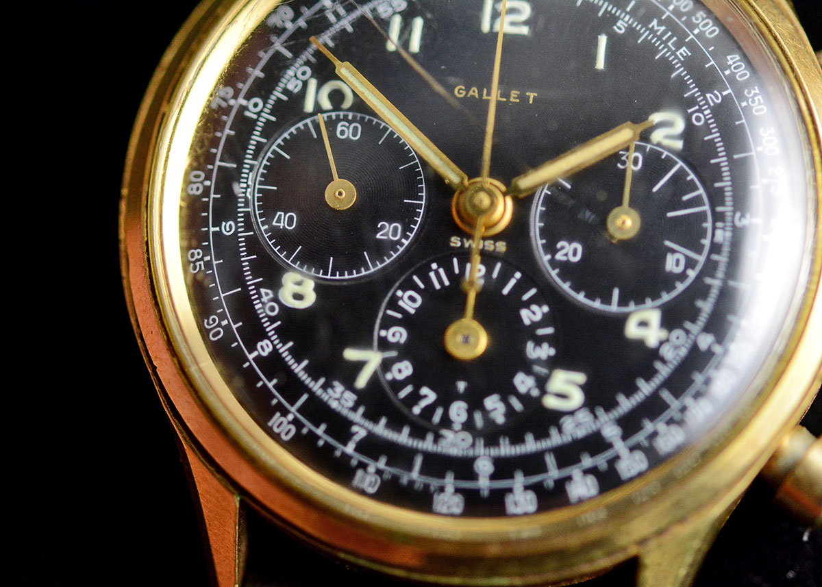 Gallet MultiChron 12 Military Gold Filled Wrist Watch