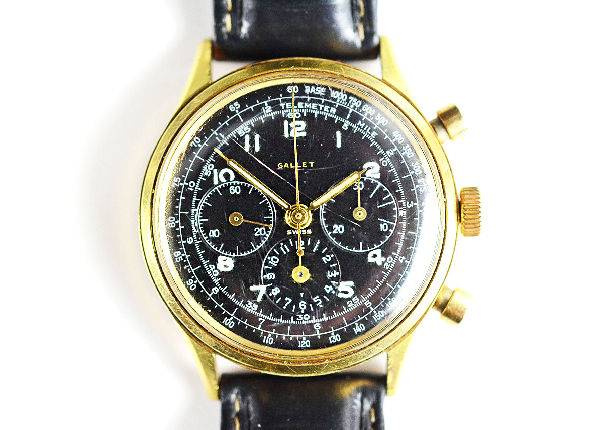 Gallet MultiChron 12 Military Gold Filled Wrist Watch