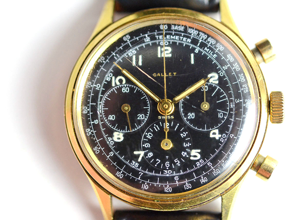 Gallet MultiChron 12 Military Gold Filled Wrist Watch