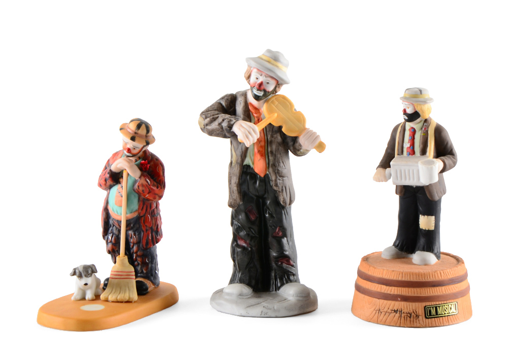 Set of Collectible Emmett Kelly Jr. Clown Figurines