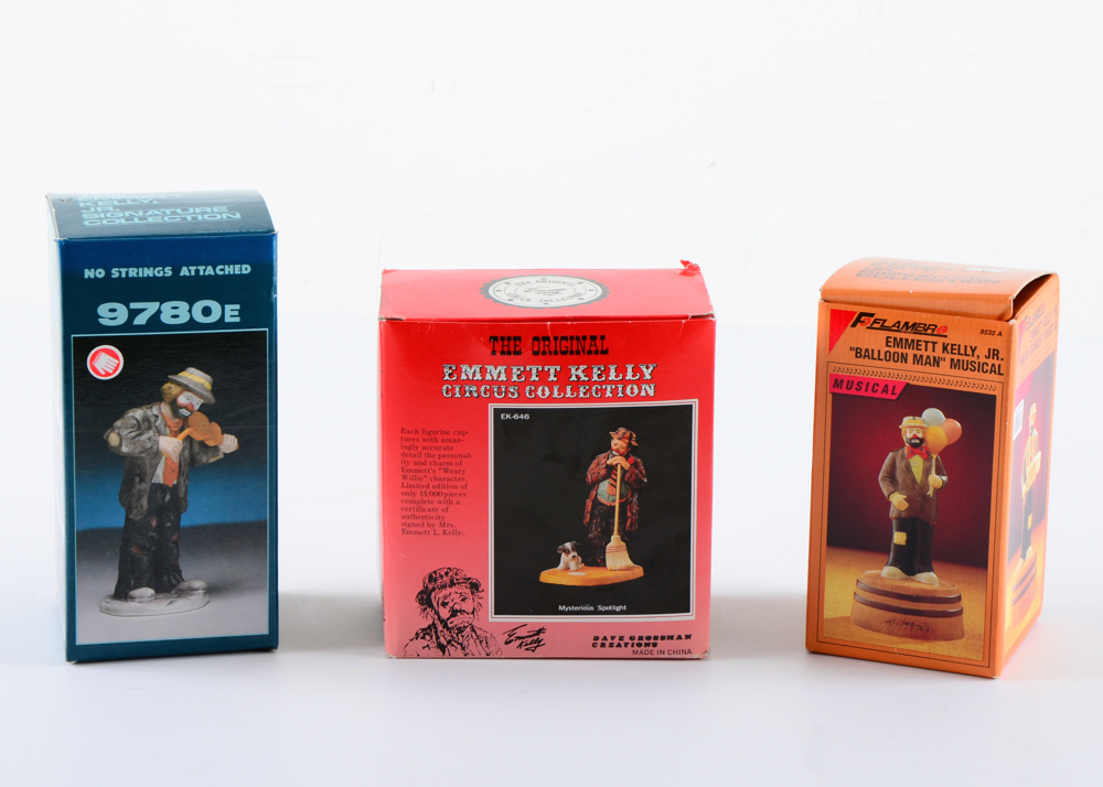 Set of Collectible Emmett Kelly Jr. Clown Figurines