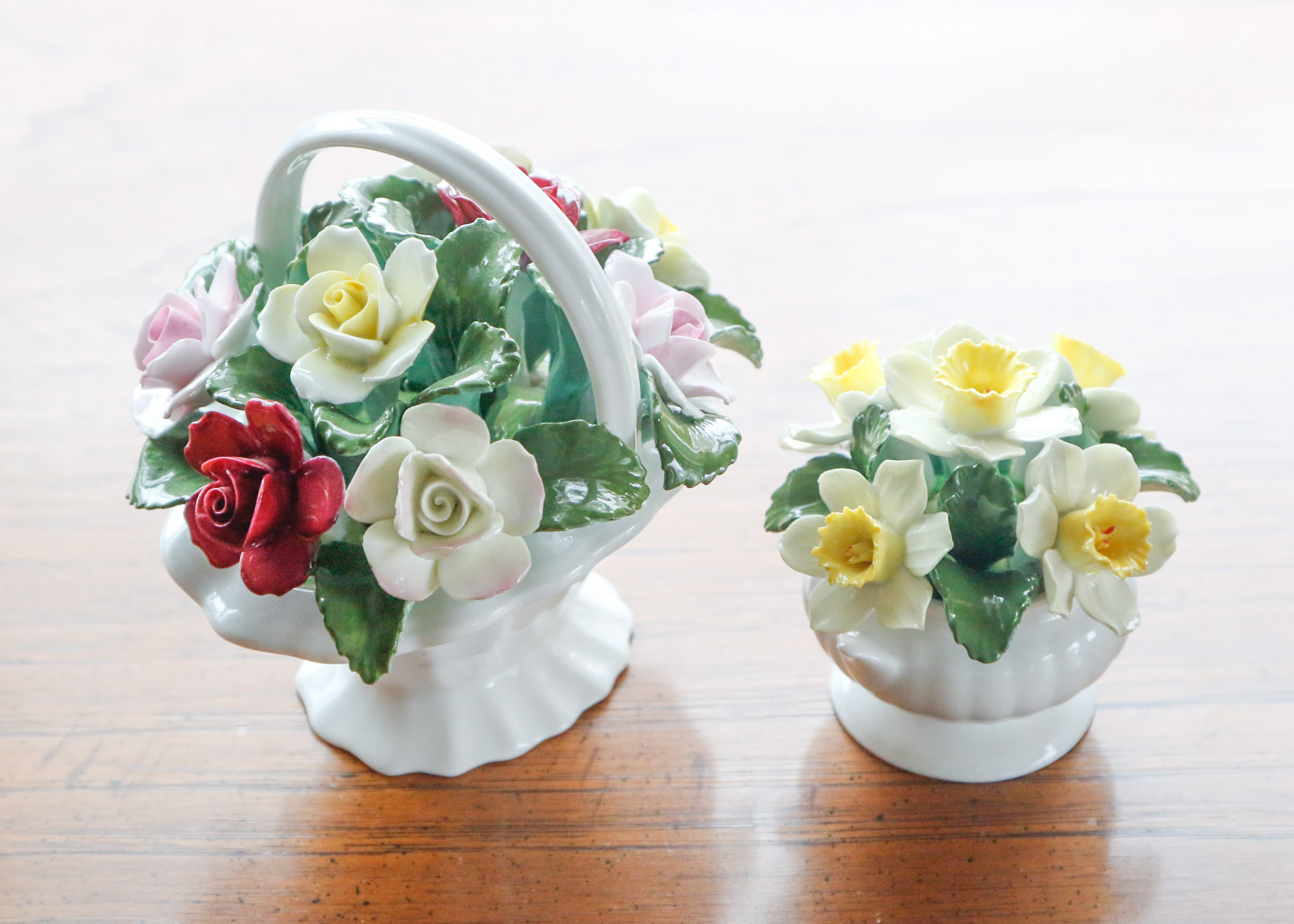 Pair of Aynsley England Bone China Flower Baskets