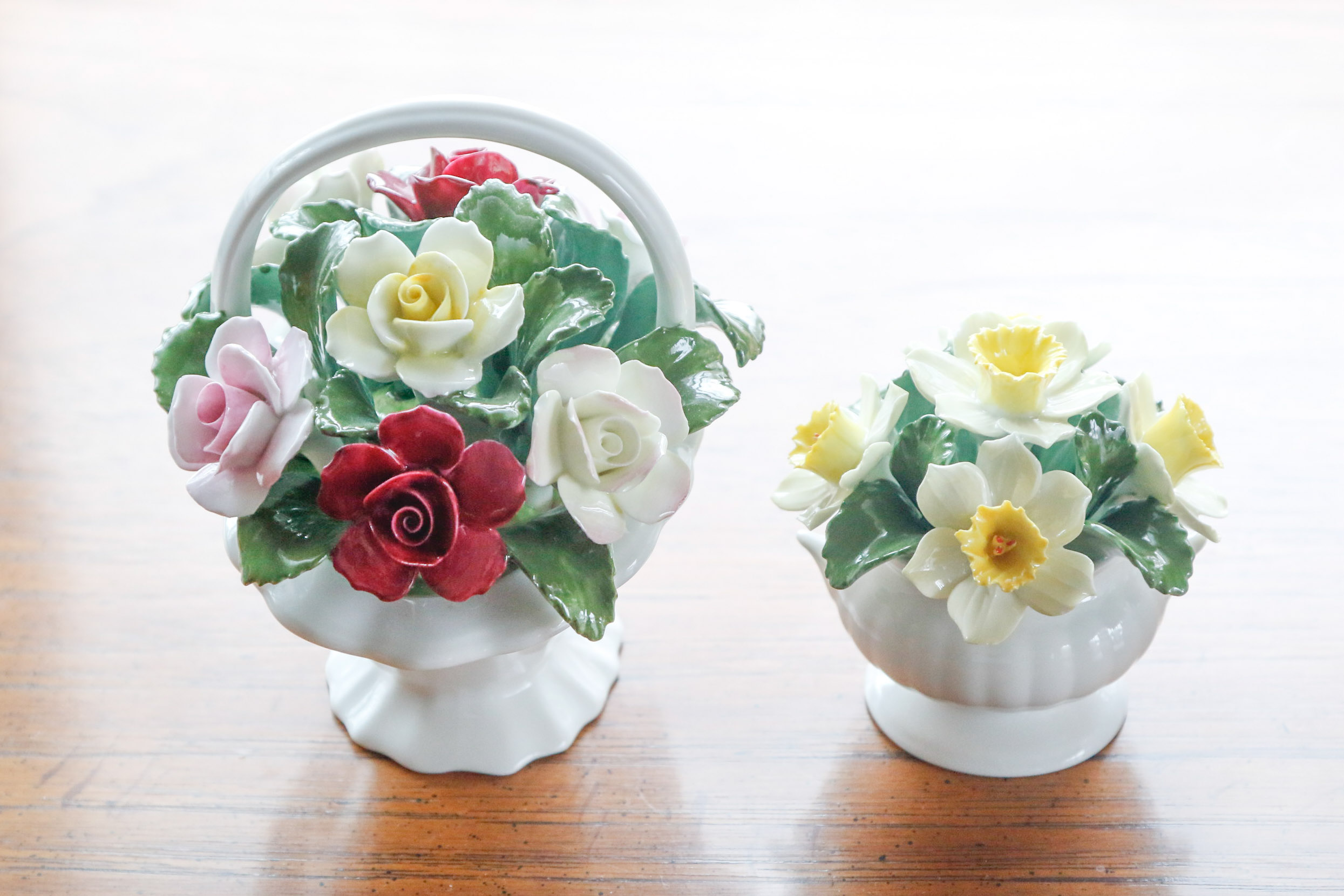 Pair of Aynsley England Bone China Flower Baskets