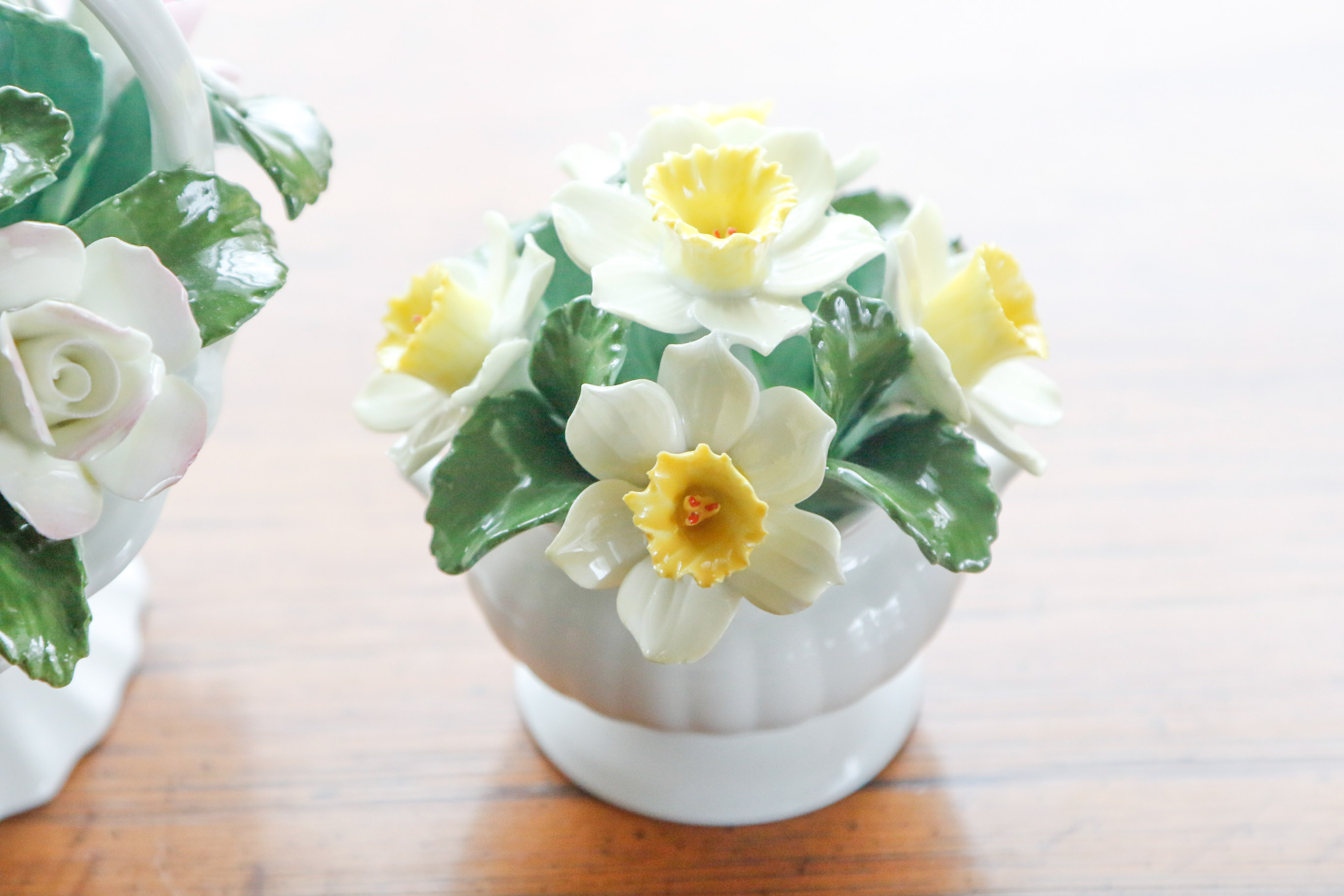 Pair of Aynsley England Bone China Flower Baskets