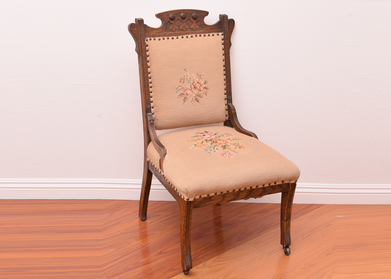 Antique Eastlake Needlepoint Parlor Chair