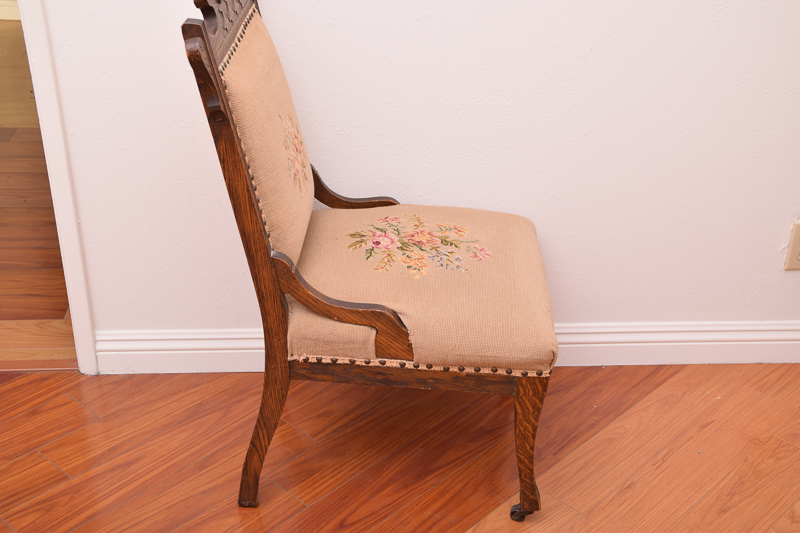 Antique Eastlake Needlepoint Parlor Chair