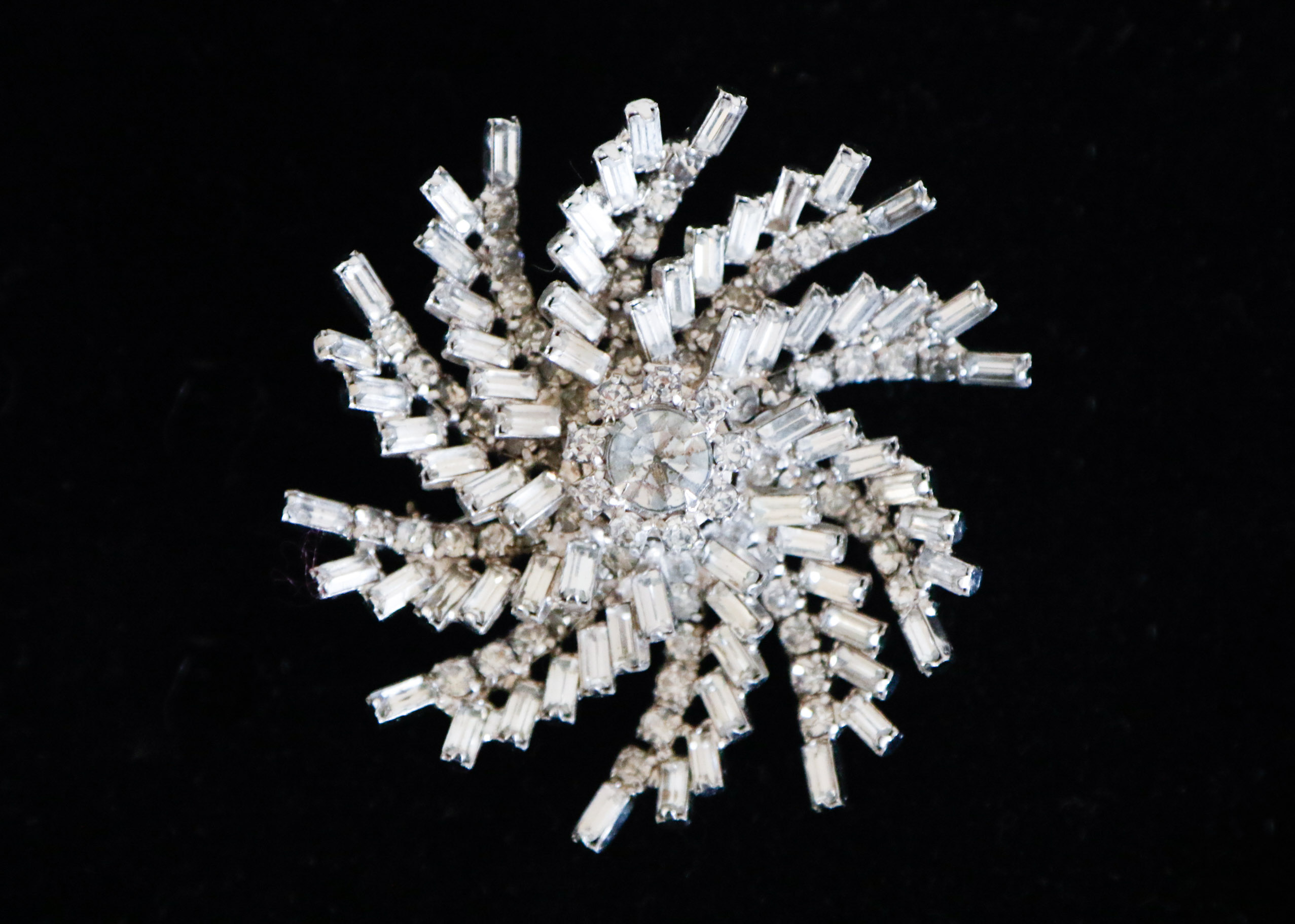 Weiss Sunburst Rhinestone Brooch