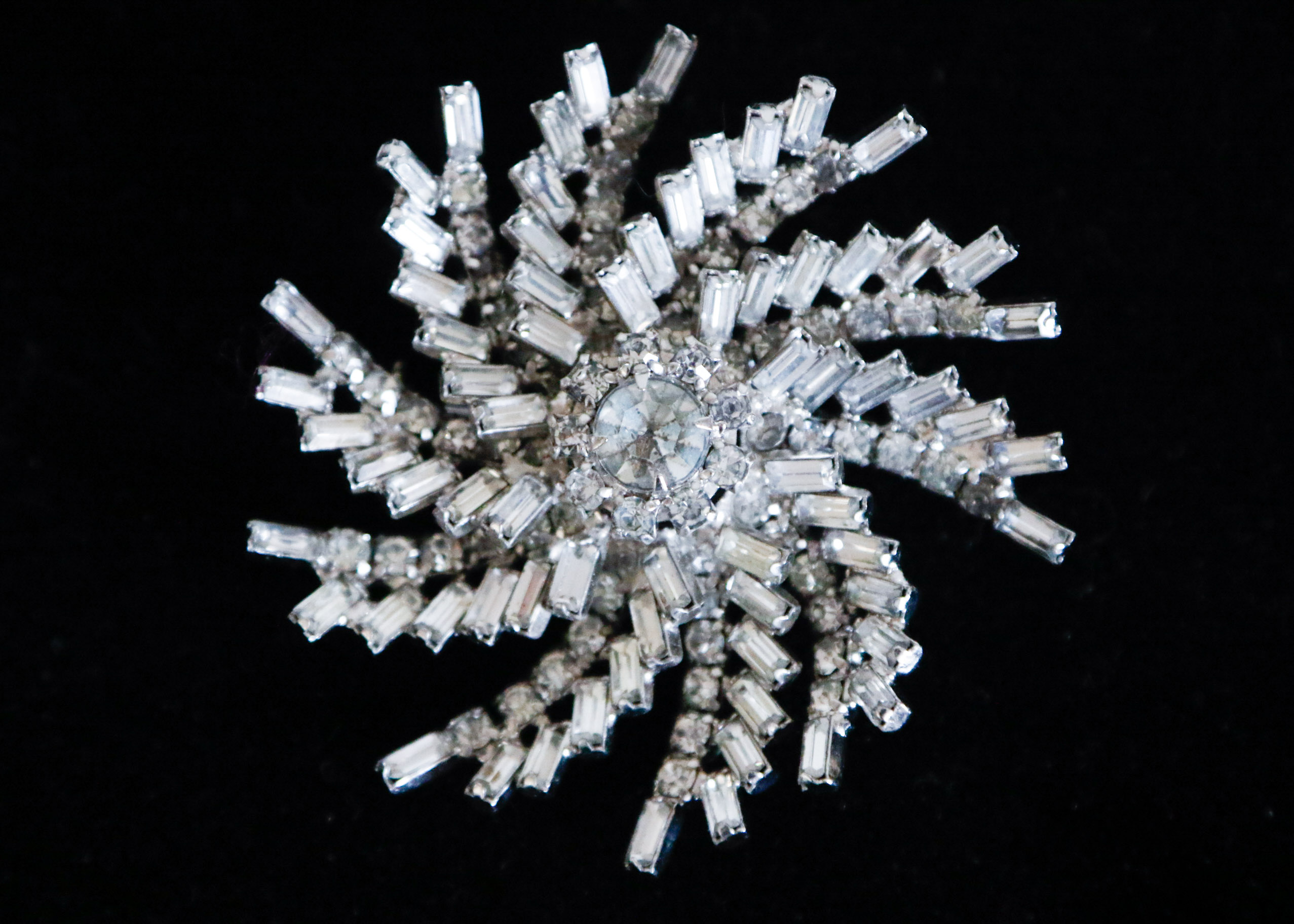 Weiss Sunburst Rhinestone Brooch