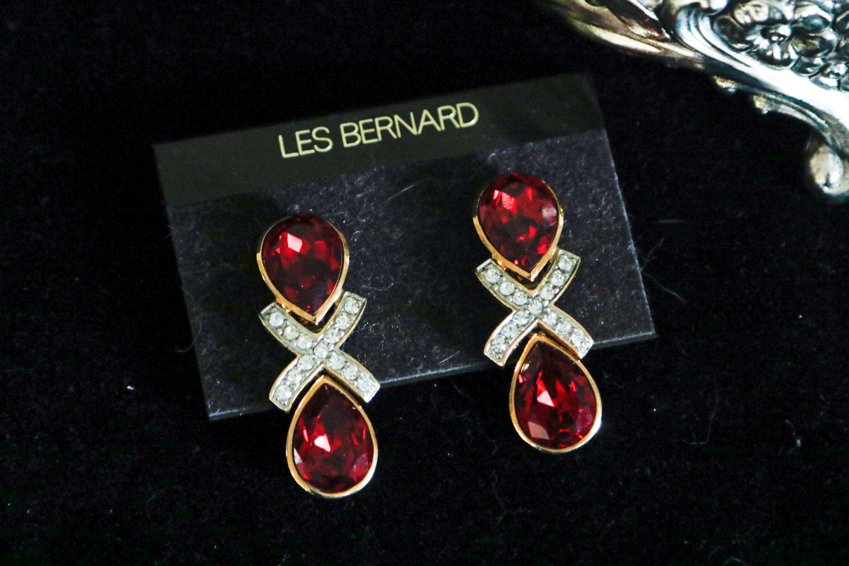 Jomaz & Les Bernard Costume Earrings with Silver Plate Heart Box