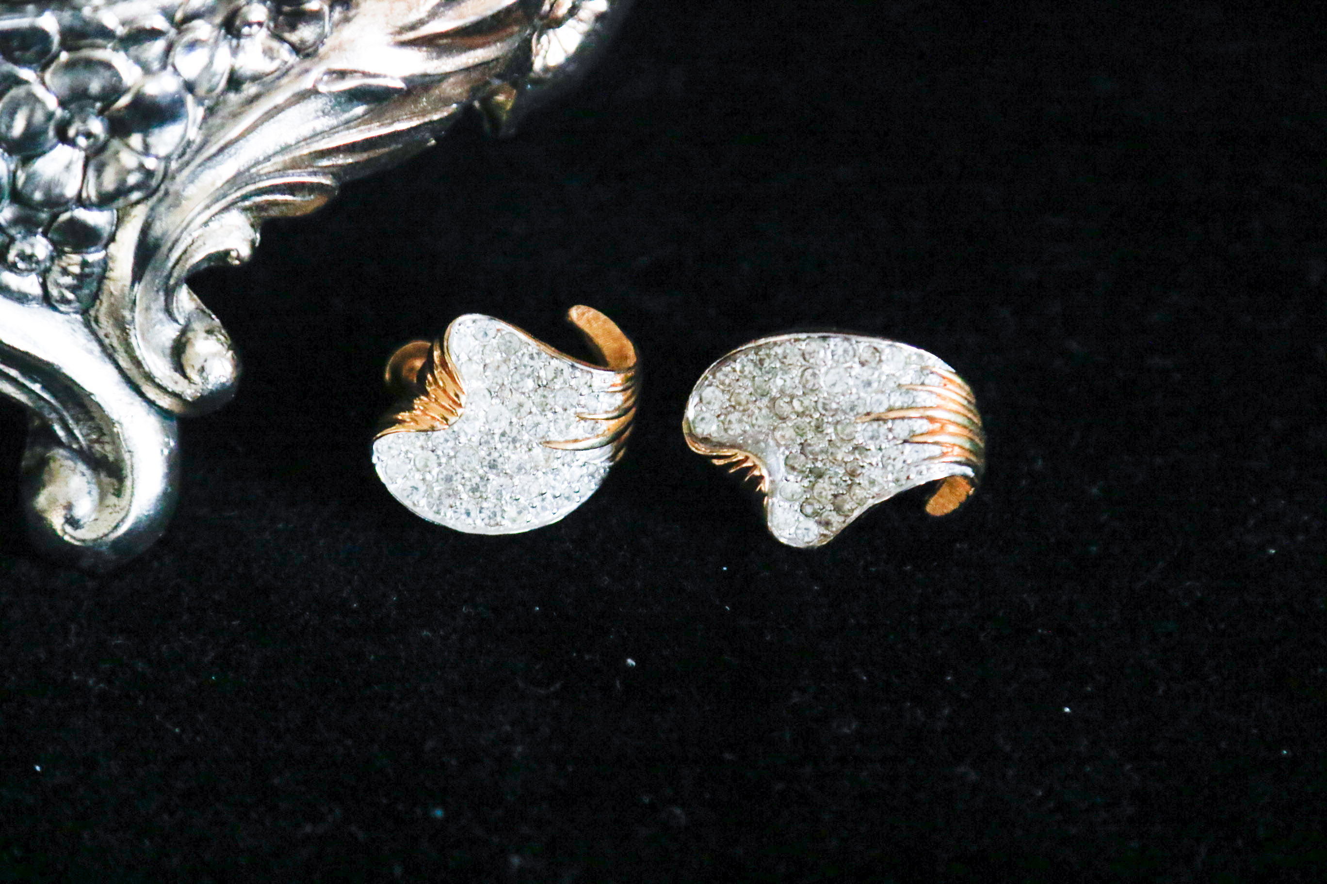 Jomaz & Les Bernard Costume Earrings with Silver Plate Heart Box