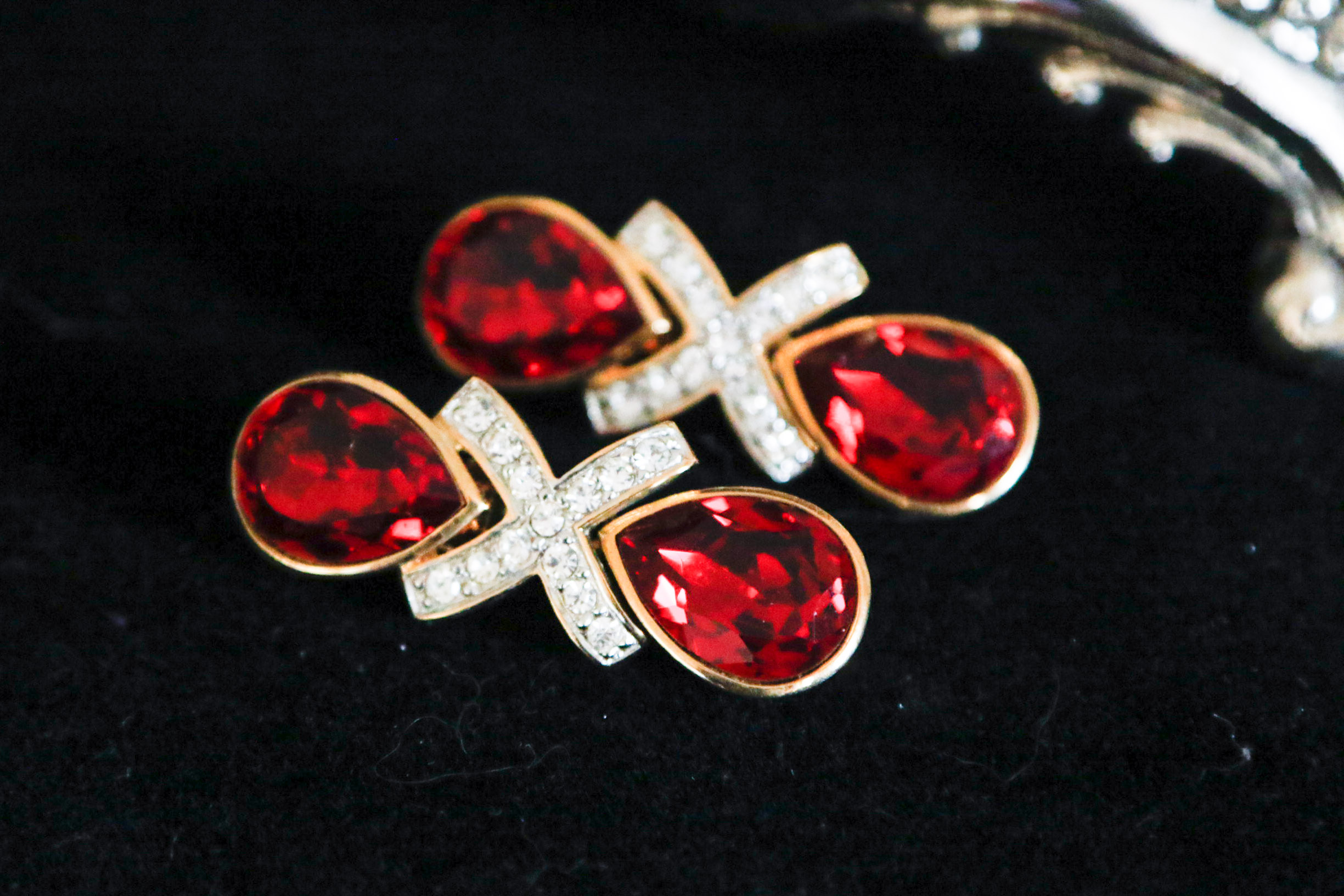 Jomaz & Les Bernard Costume Earrings with Silver Plate Heart Box