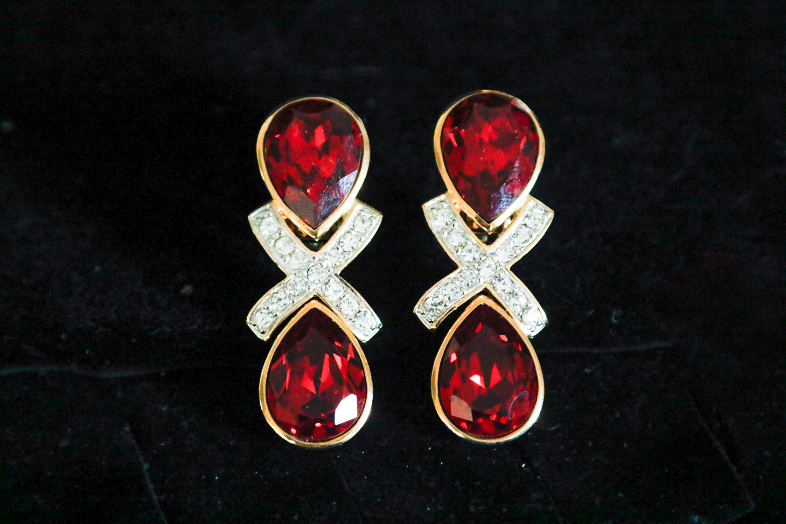 Jomaz & Les Bernard Costume Earrings with Silver Plate Heart Box