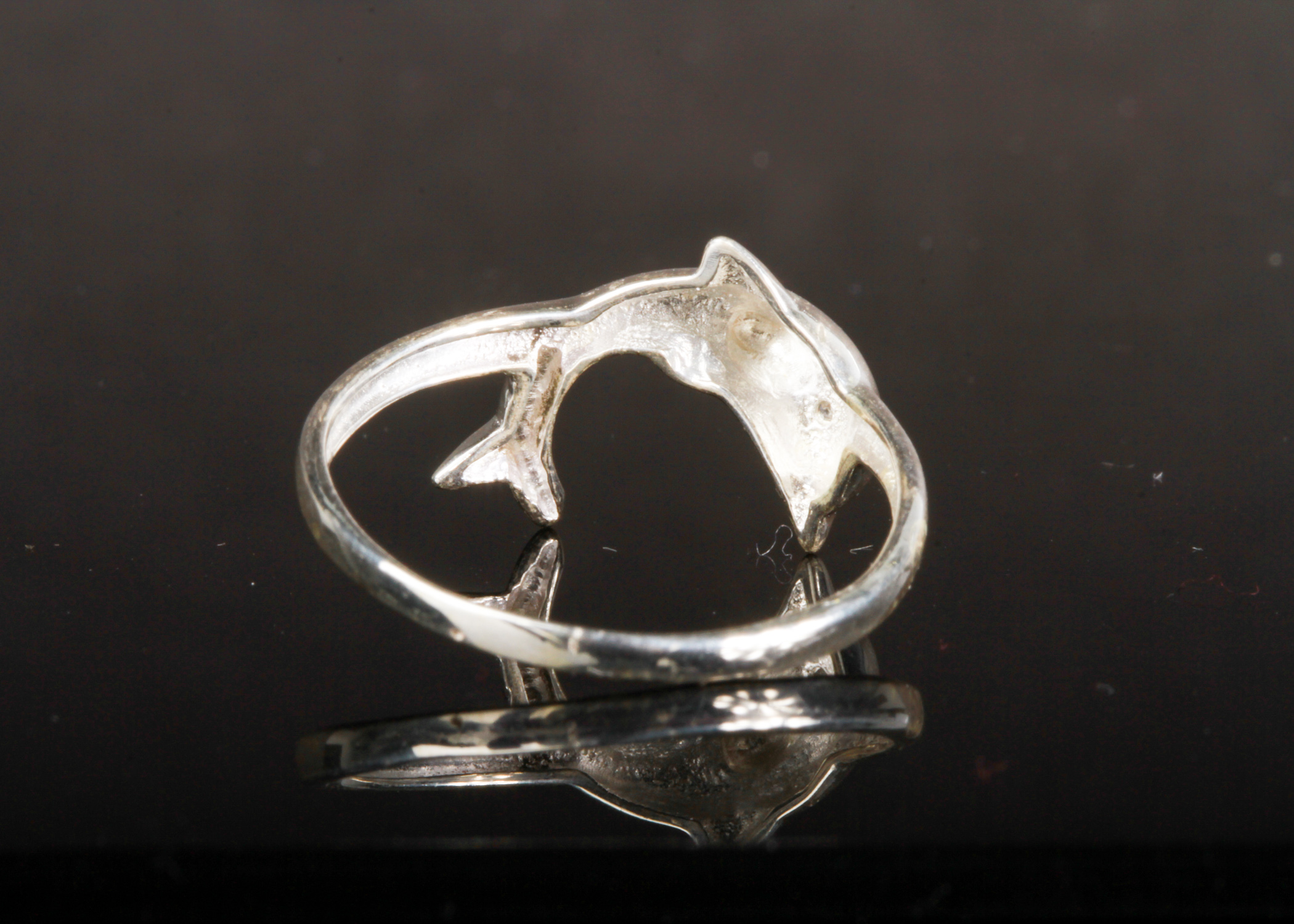 925 Silver Dolphin Ring with Rhinestone Eye