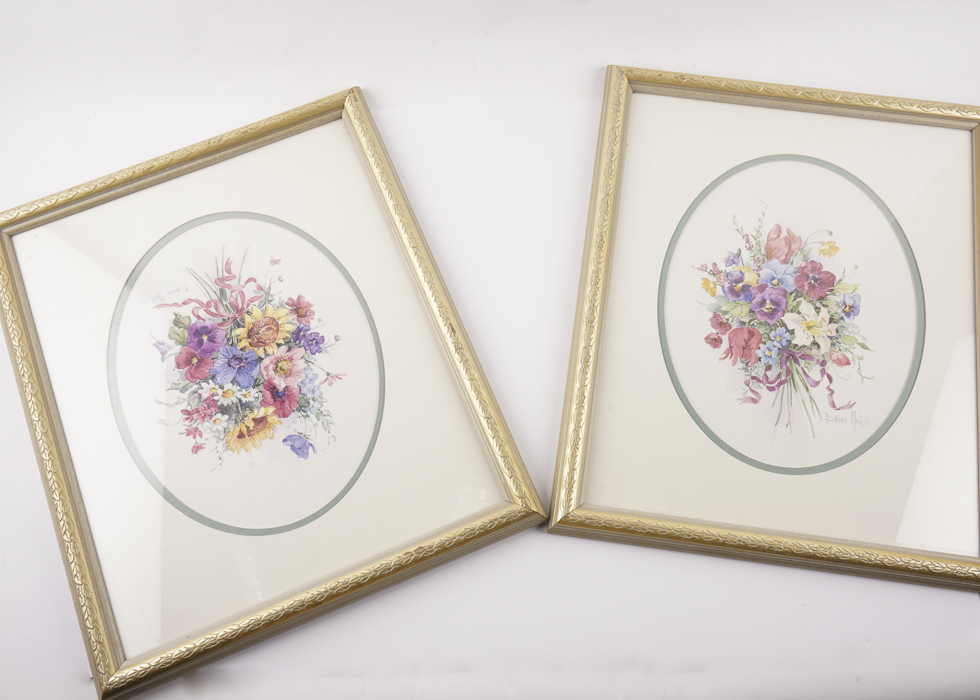 Pair of Barbara Mock Signed Watercolors