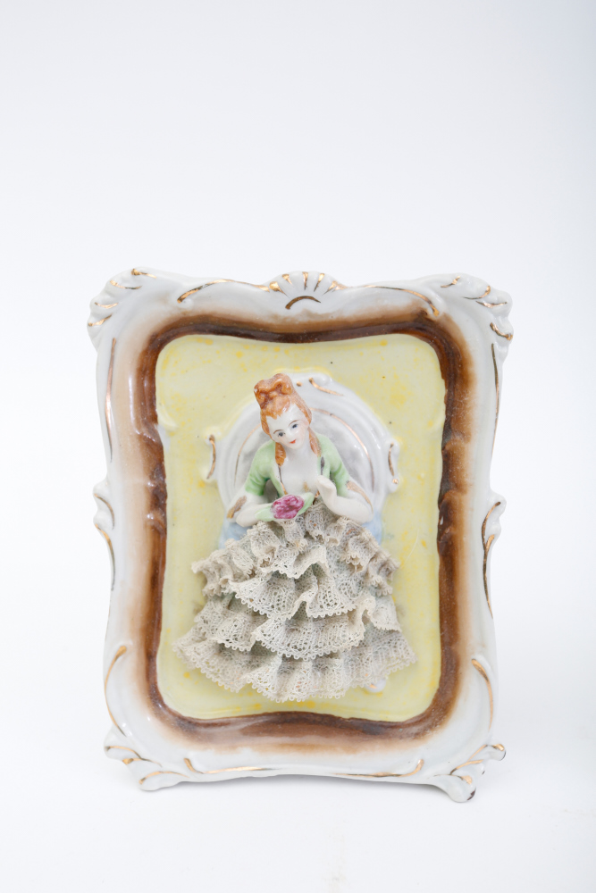 Vintage Porcelain Plaques Depicting 18th Century Couple