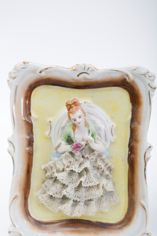 Vintage Porcelain Plaques Depicting 18th Century Couple