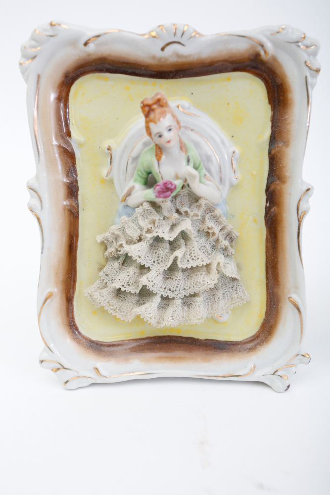 Vintage Porcelain Plaques Depicting 18th Century Couple