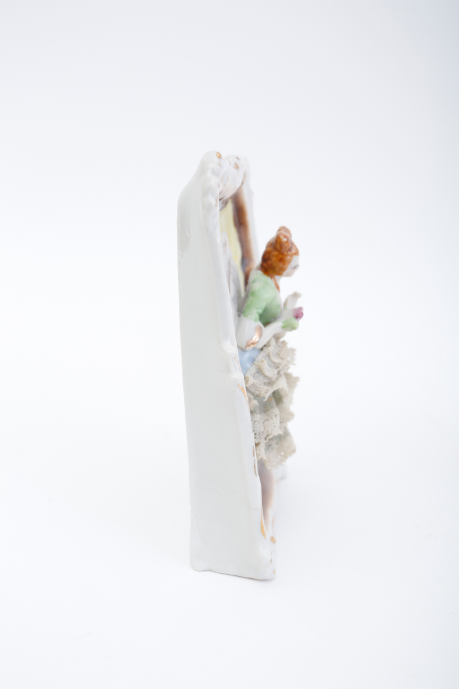 Vintage Porcelain Plaques Depicting 18th Century Couple