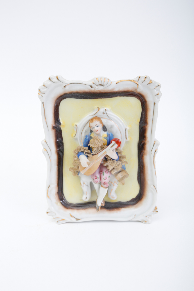 Vintage Porcelain Plaques Depicting 18th Century Couple