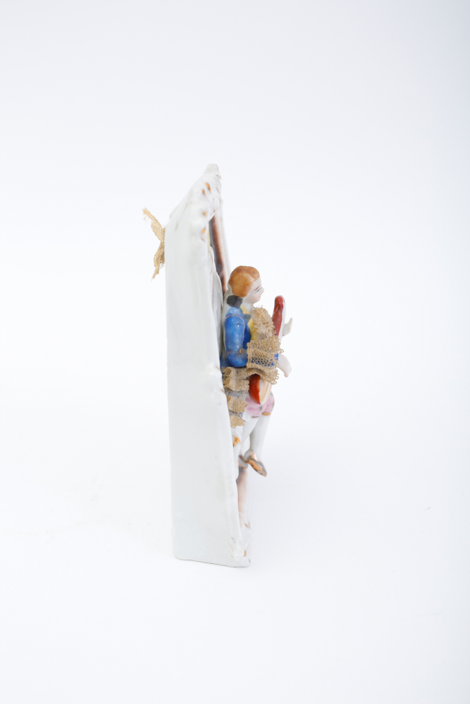 Vintage Porcelain Plaques Depicting 18th Century Couple