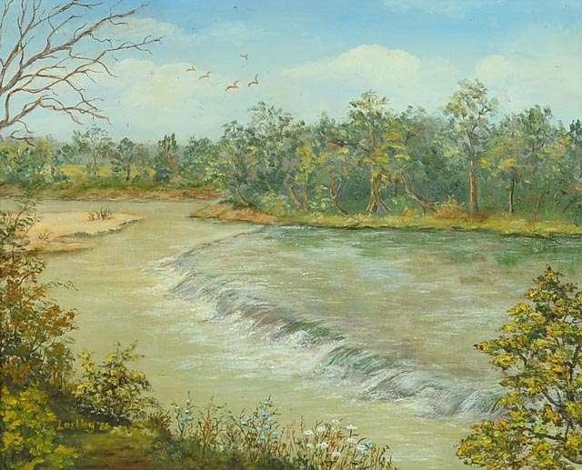 Original Acrylic River Landscape on Canvas