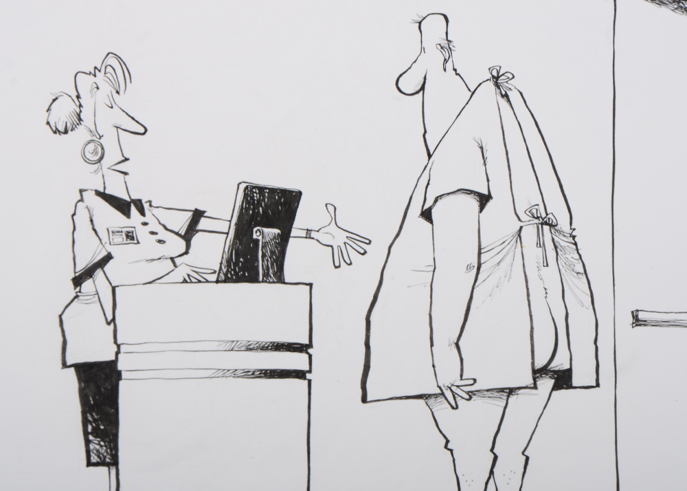 Original Jim Borgman Political Cartoon Ink Drawing