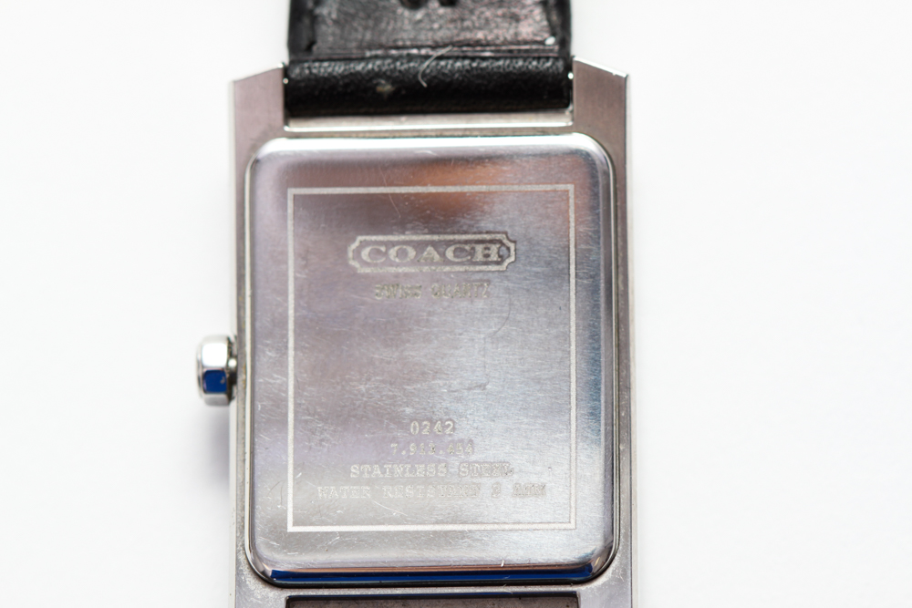 Coach Ladies Square Dial Watch with Leather Band