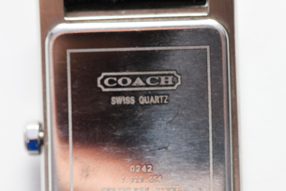 Coach Ladies Square Dial Watch with Leather Band