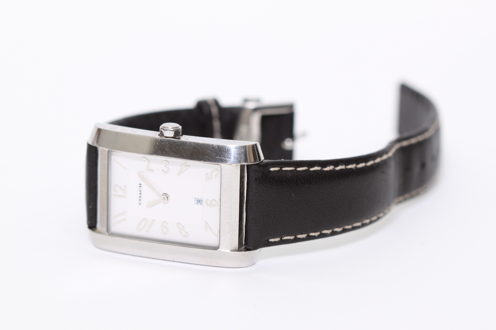 Coach Ladies Square Dial Watch with Leather Band