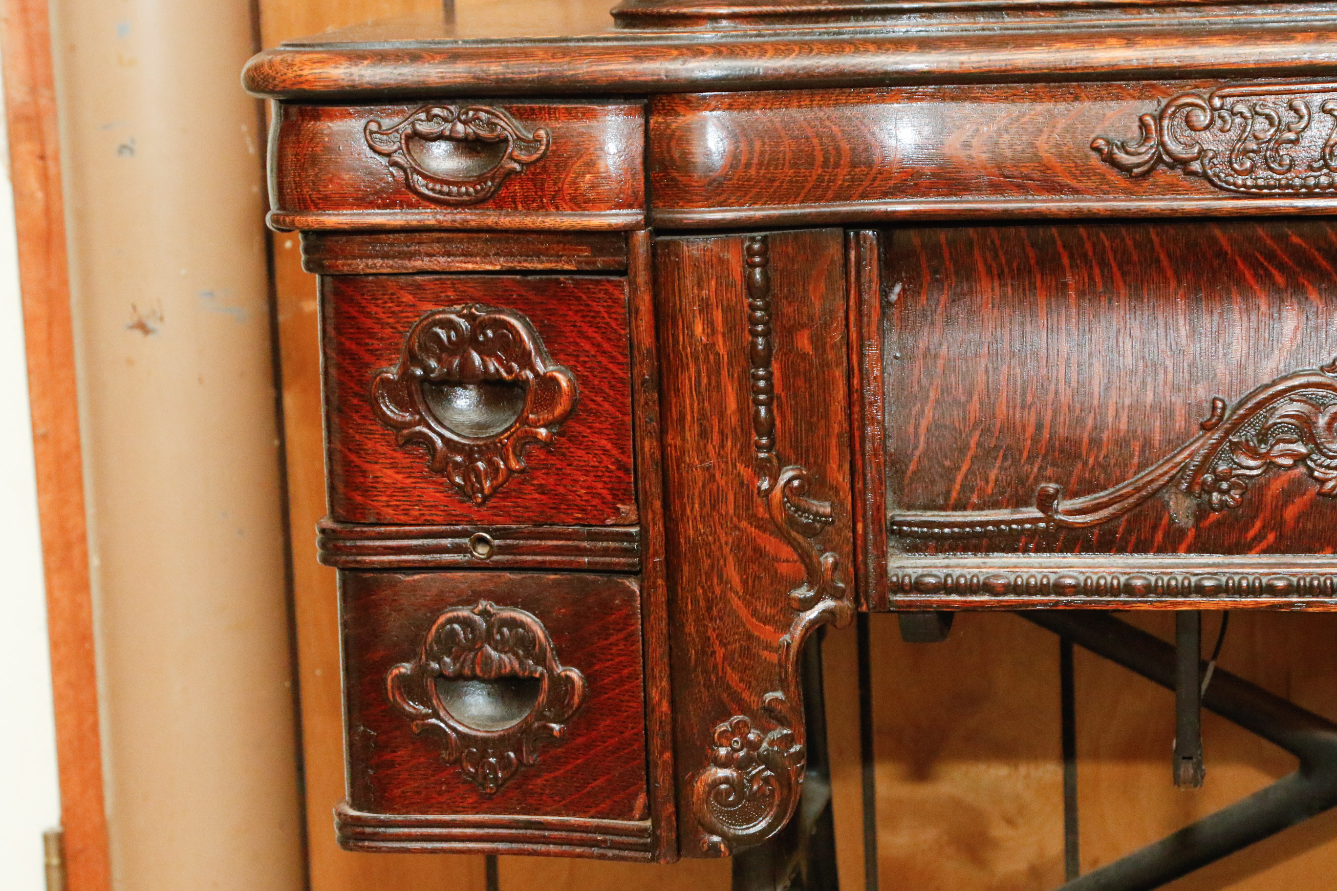 Antique White Rotary Treadle Sewing Table