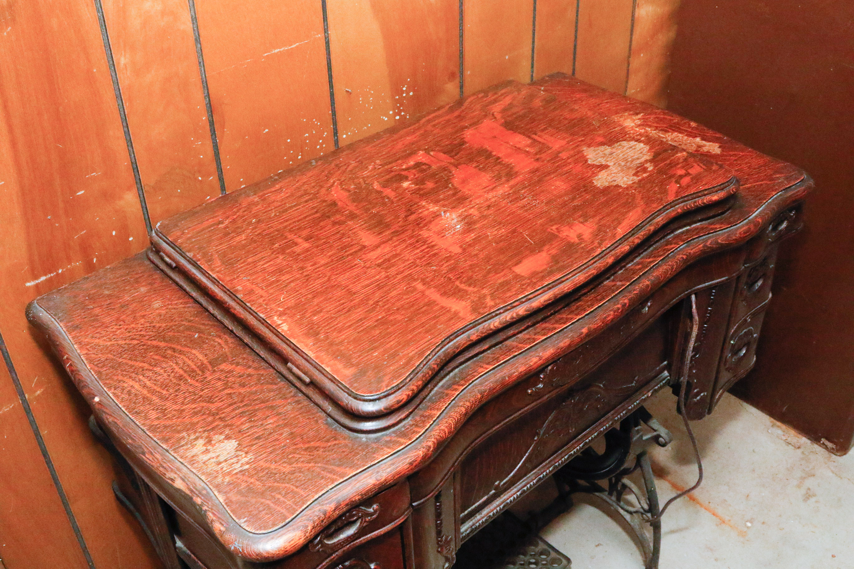 Antique White Rotary Treadle Sewing Table