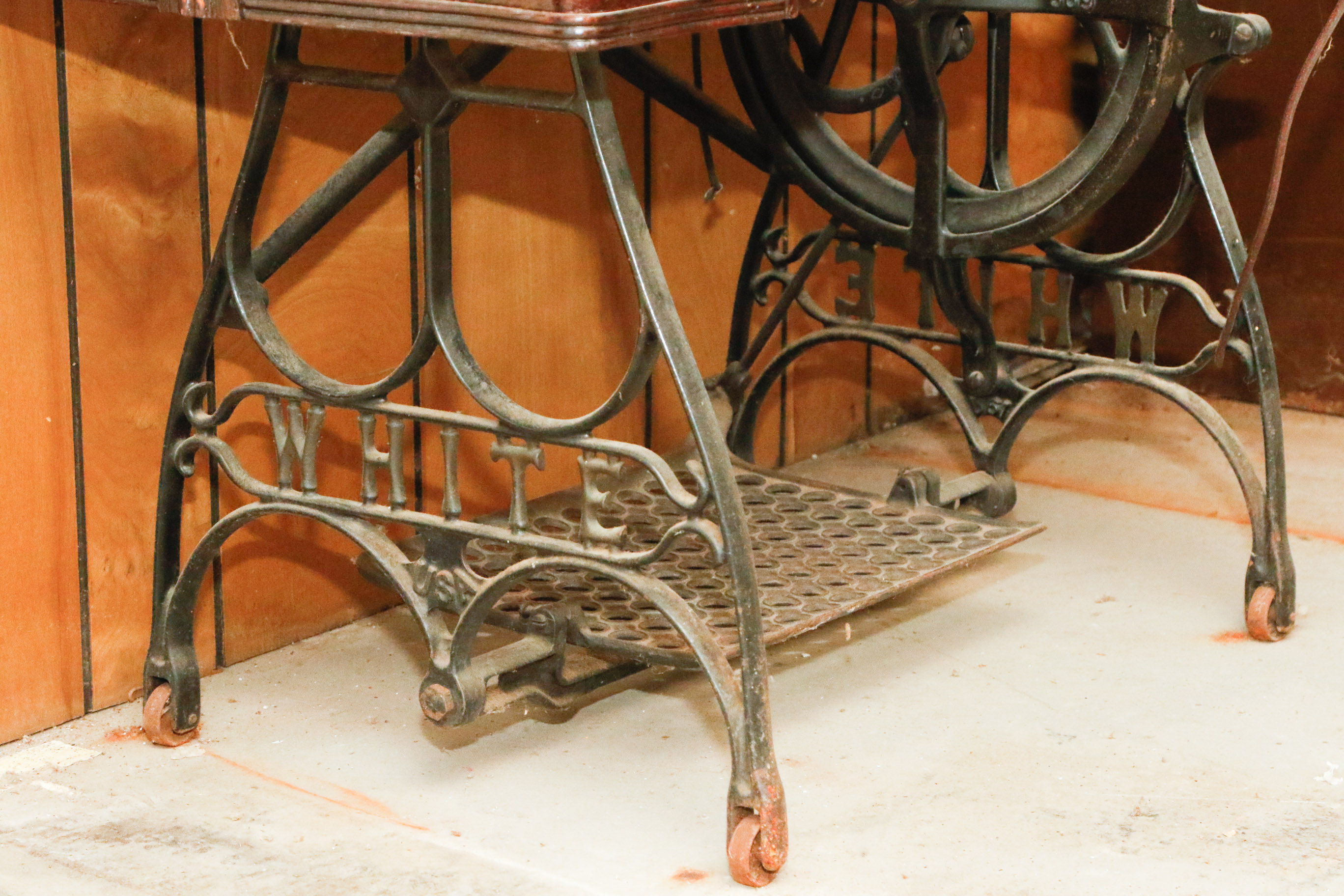 Antique White Rotary Treadle Sewing Table