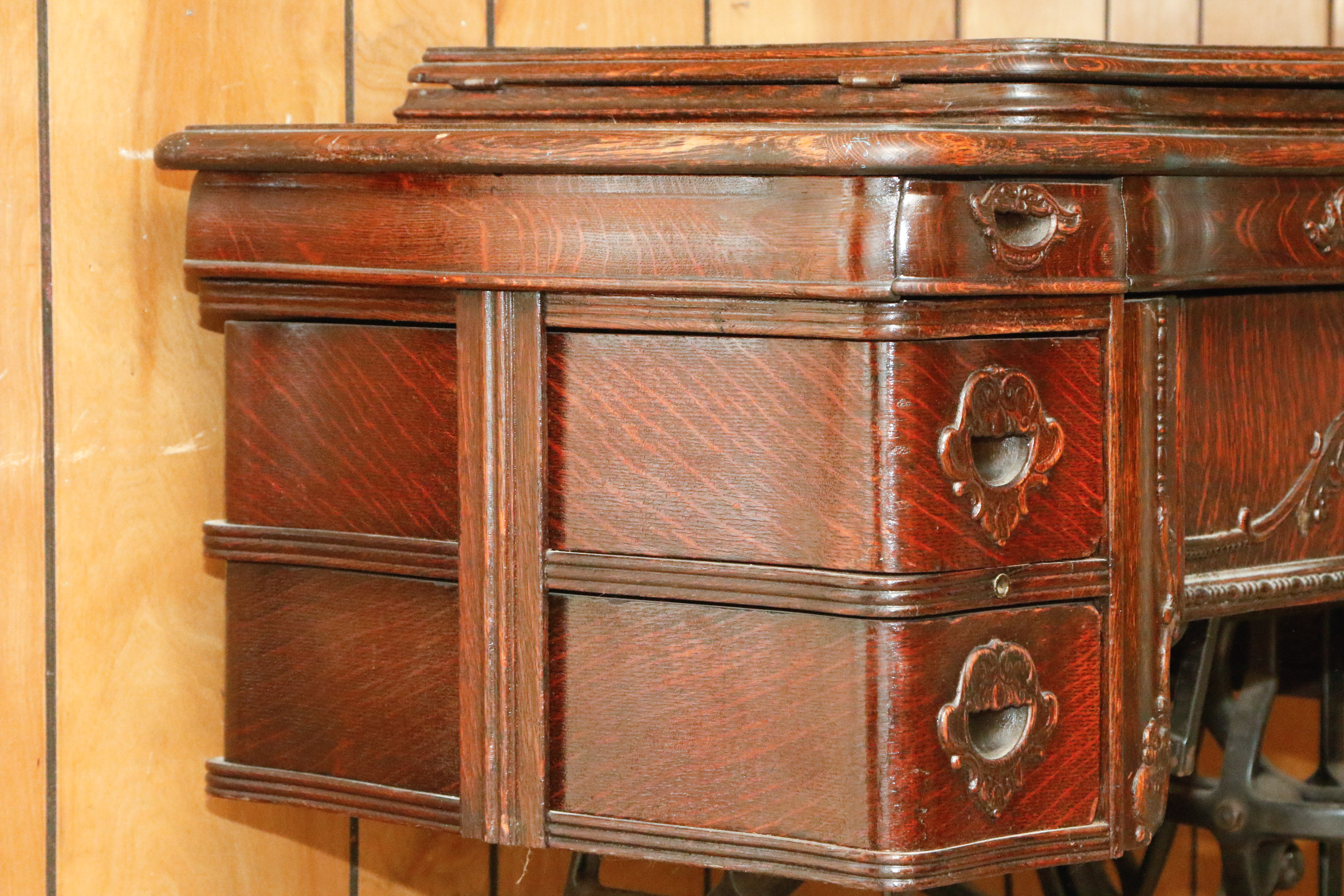 Antique White Rotary Treadle Sewing Table