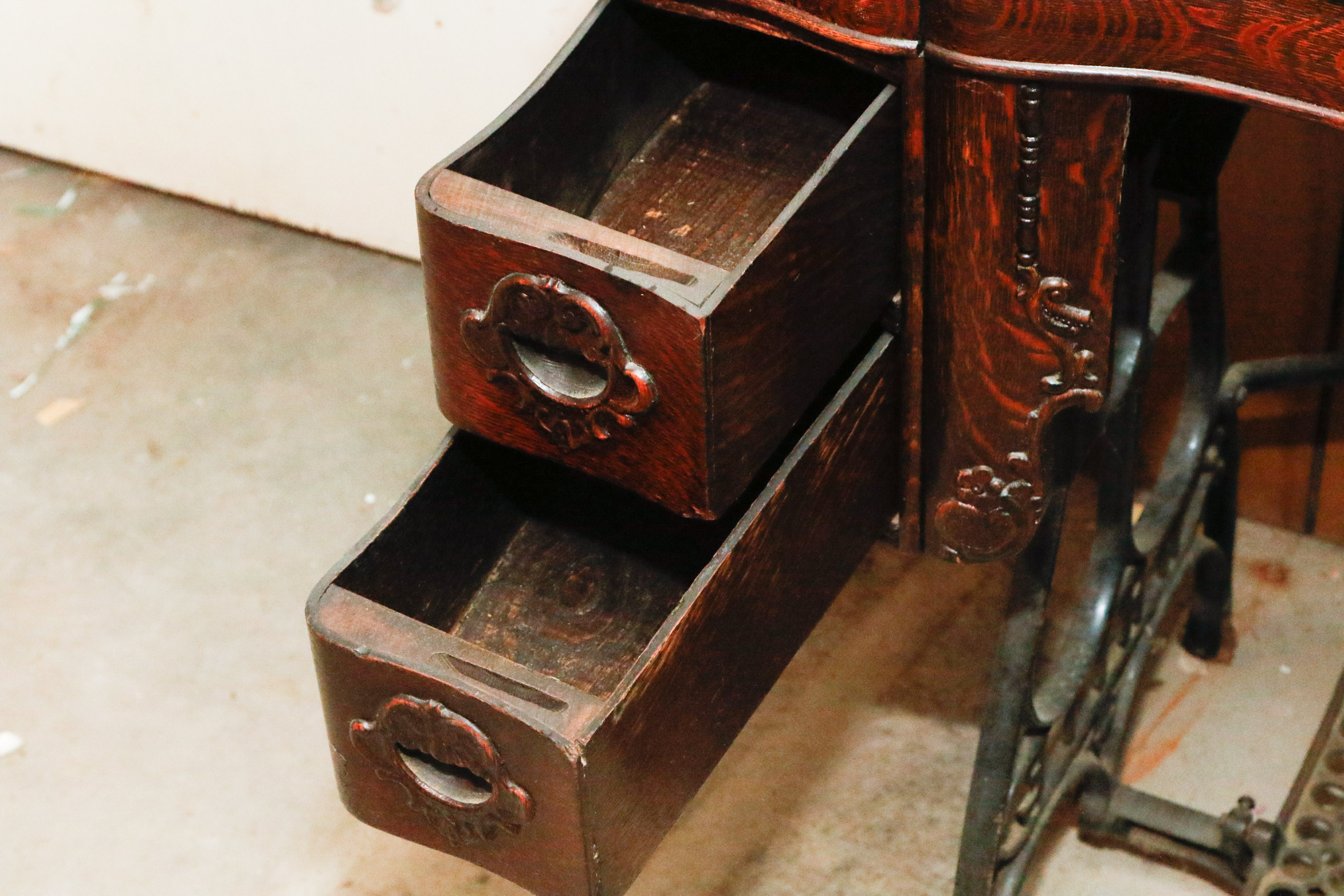 Antique White Rotary Treadle Sewing Table