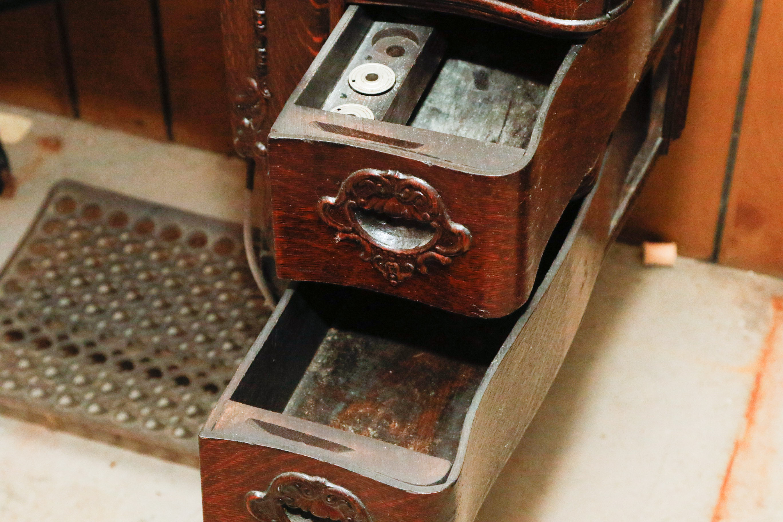 Antique White Rotary Treadle Sewing Table
