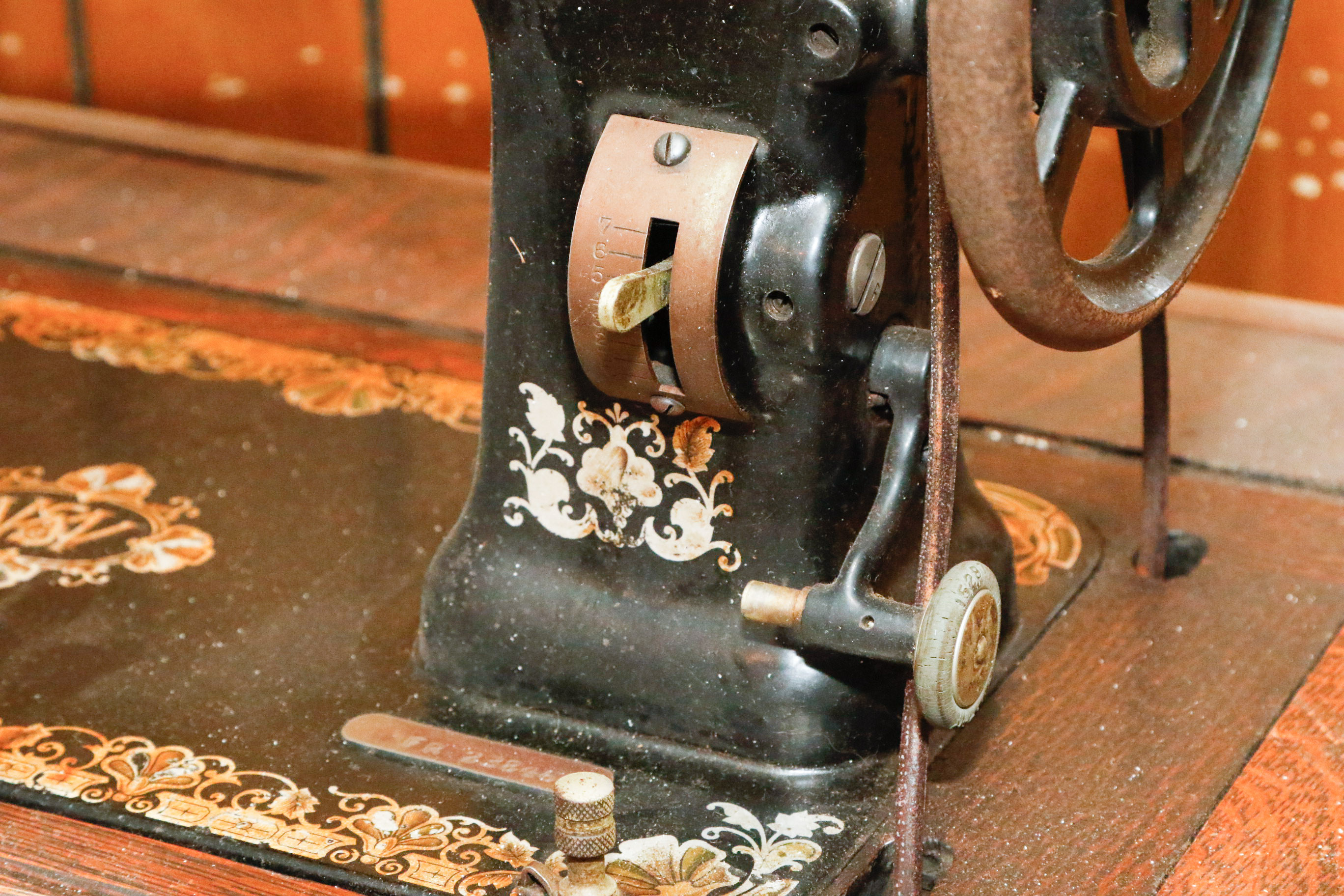 Antique White Rotary Treadle Sewing Table