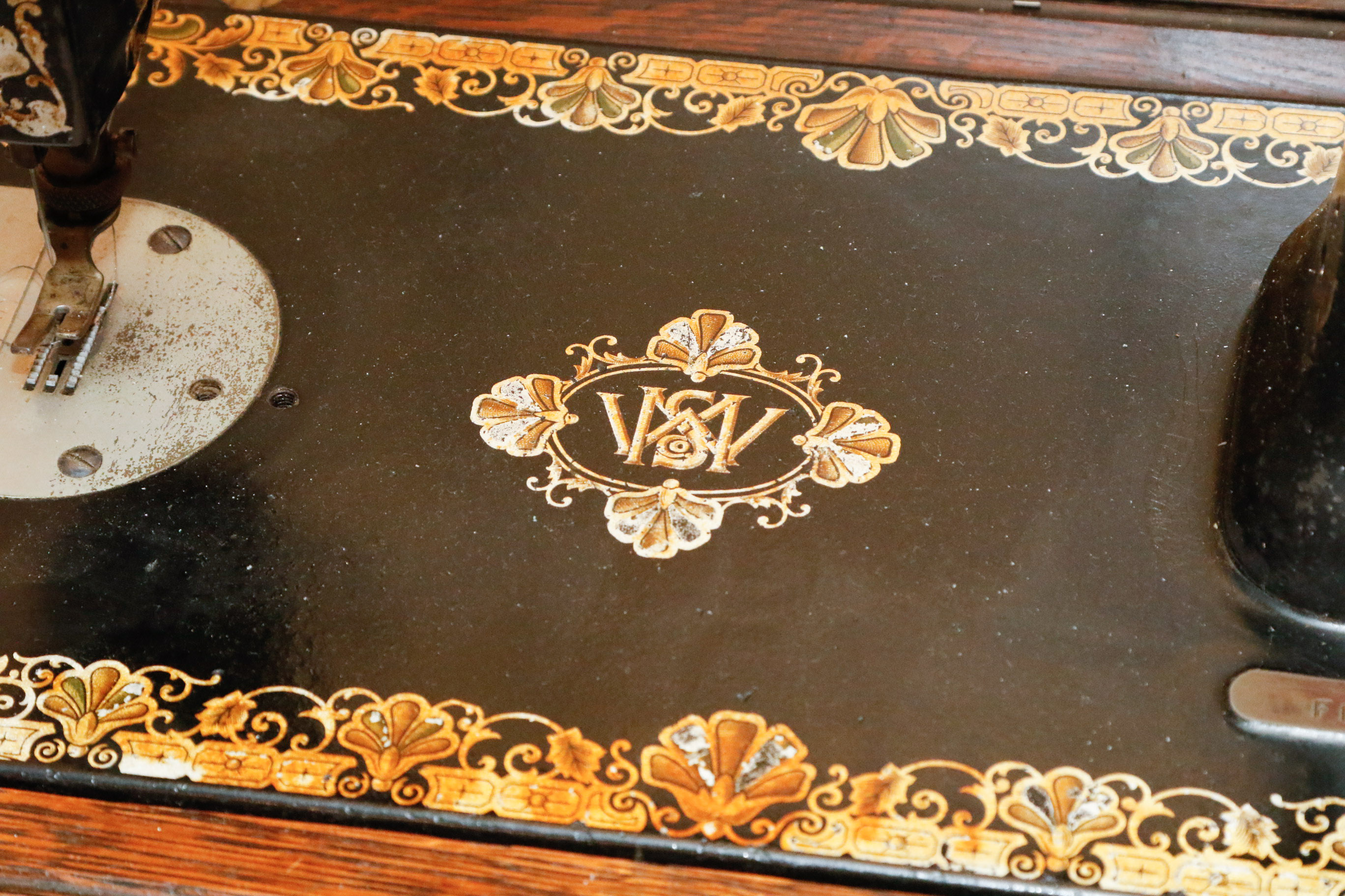 Antique White Rotary Treadle Sewing Table