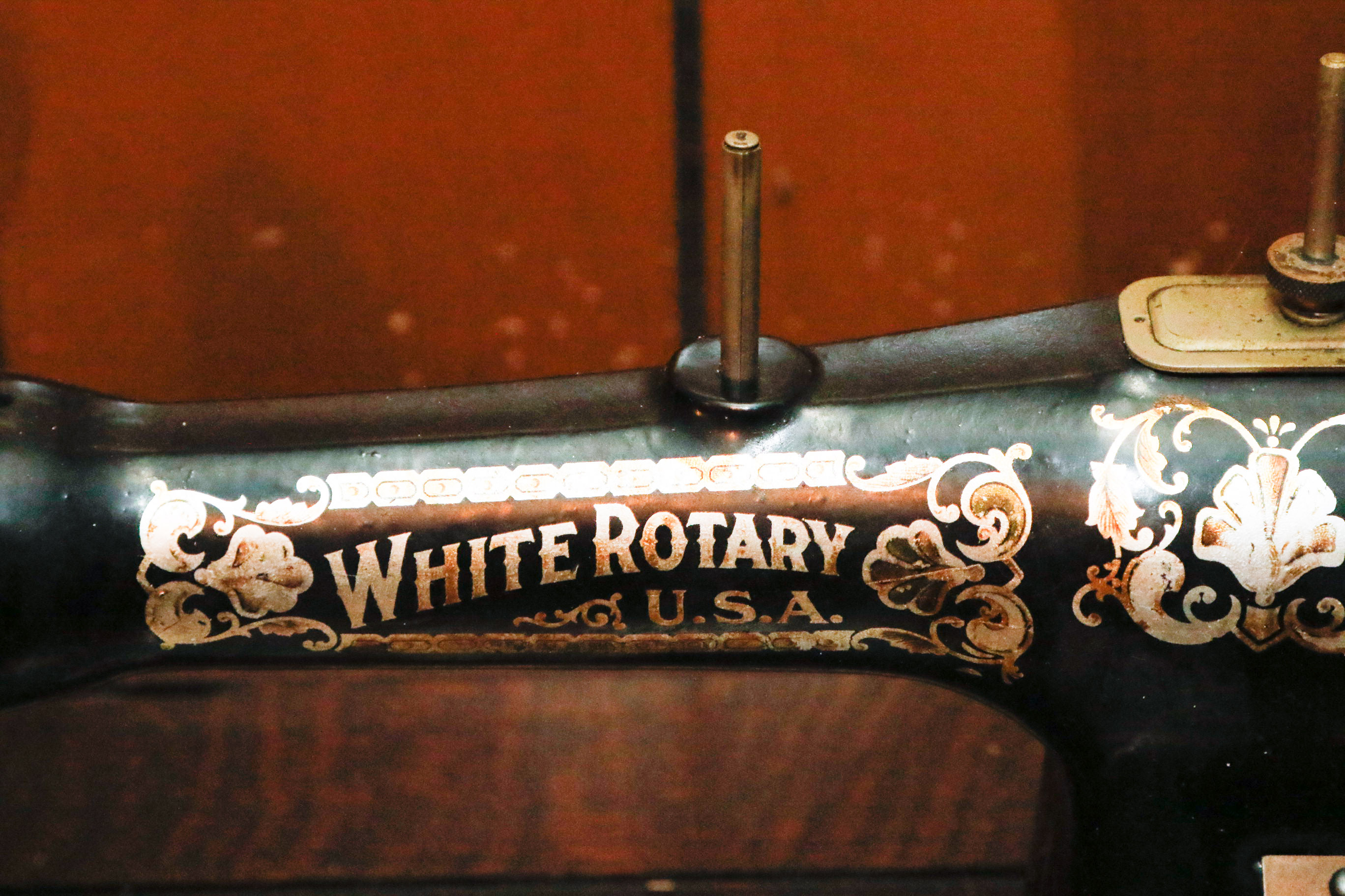 Antique White Rotary Treadle Sewing Table