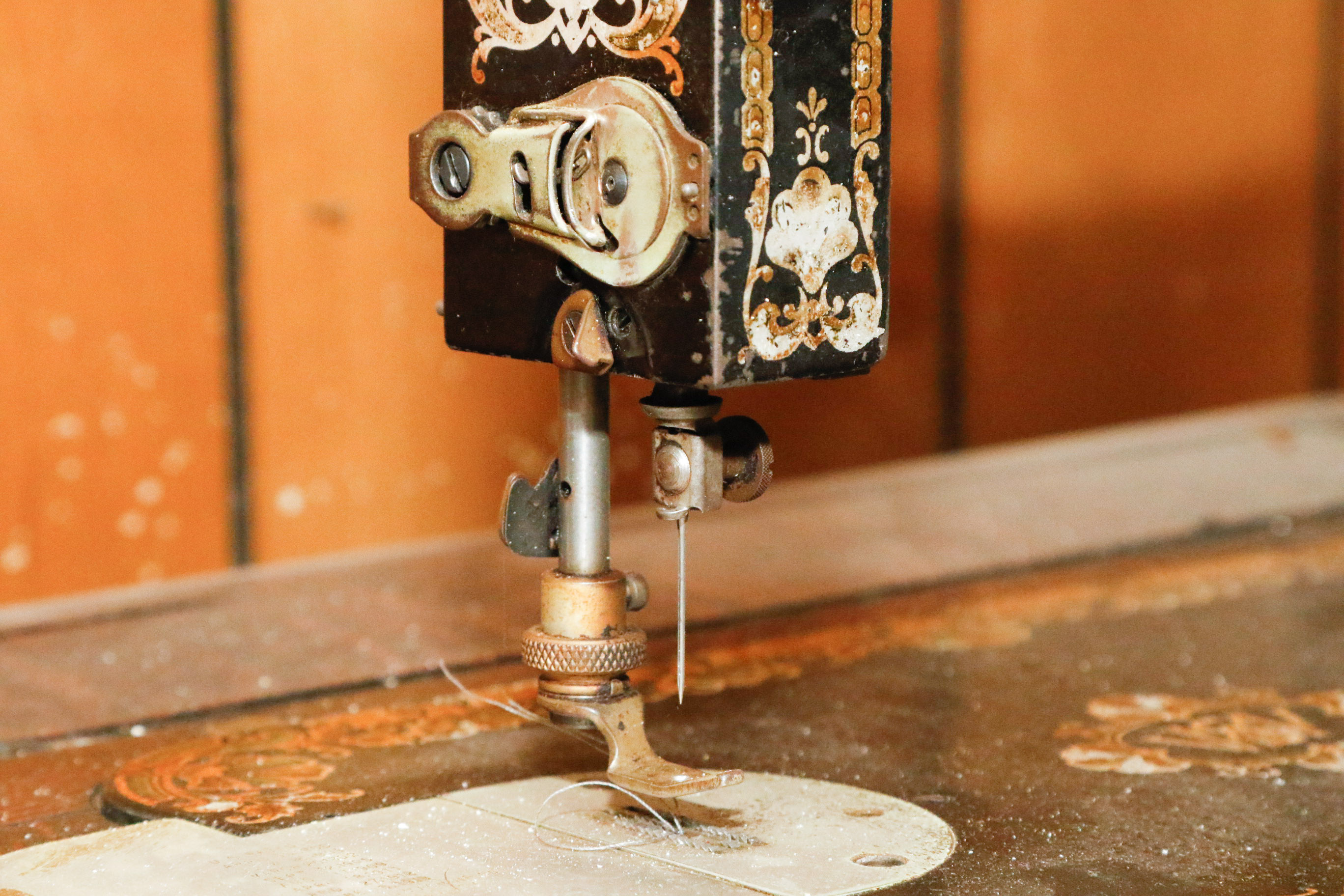 Antique White Rotary Treadle Sewing Table