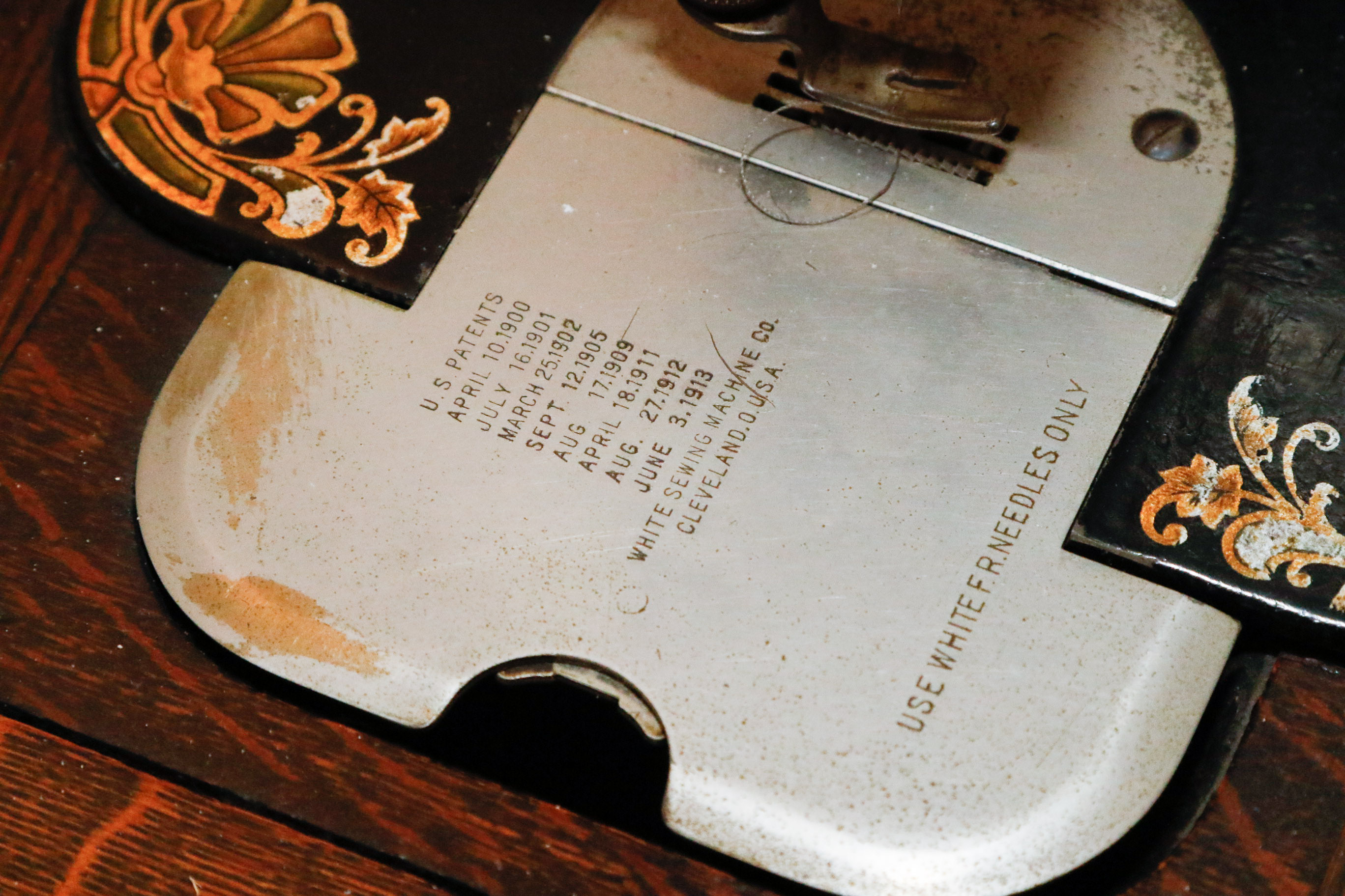 Antique White Rotary Treadle Sewing Table