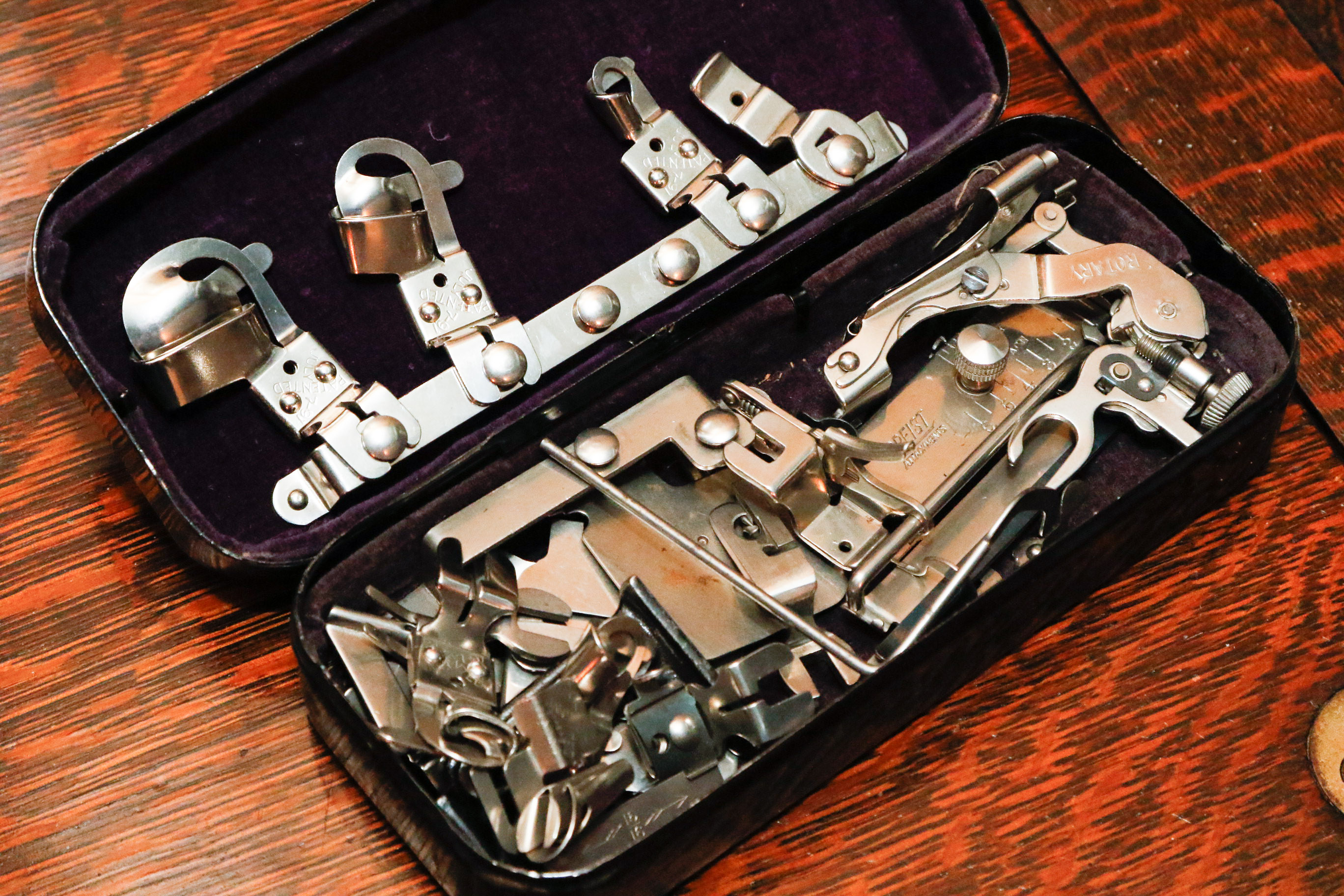 Antique White Rotary Treadle Sewing Table