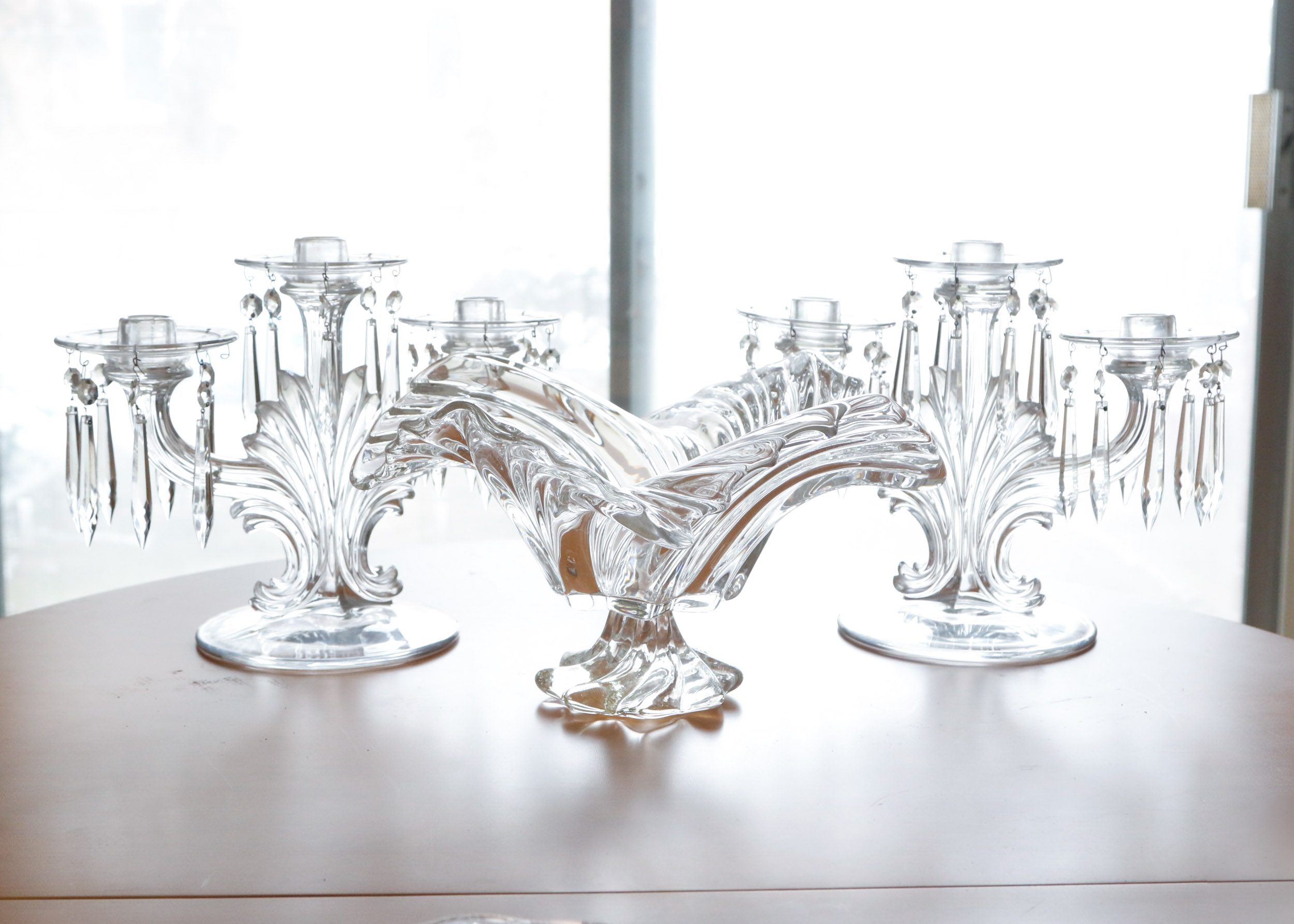 Mikasa Crystal Center Bowl with Fostoria Candelabra