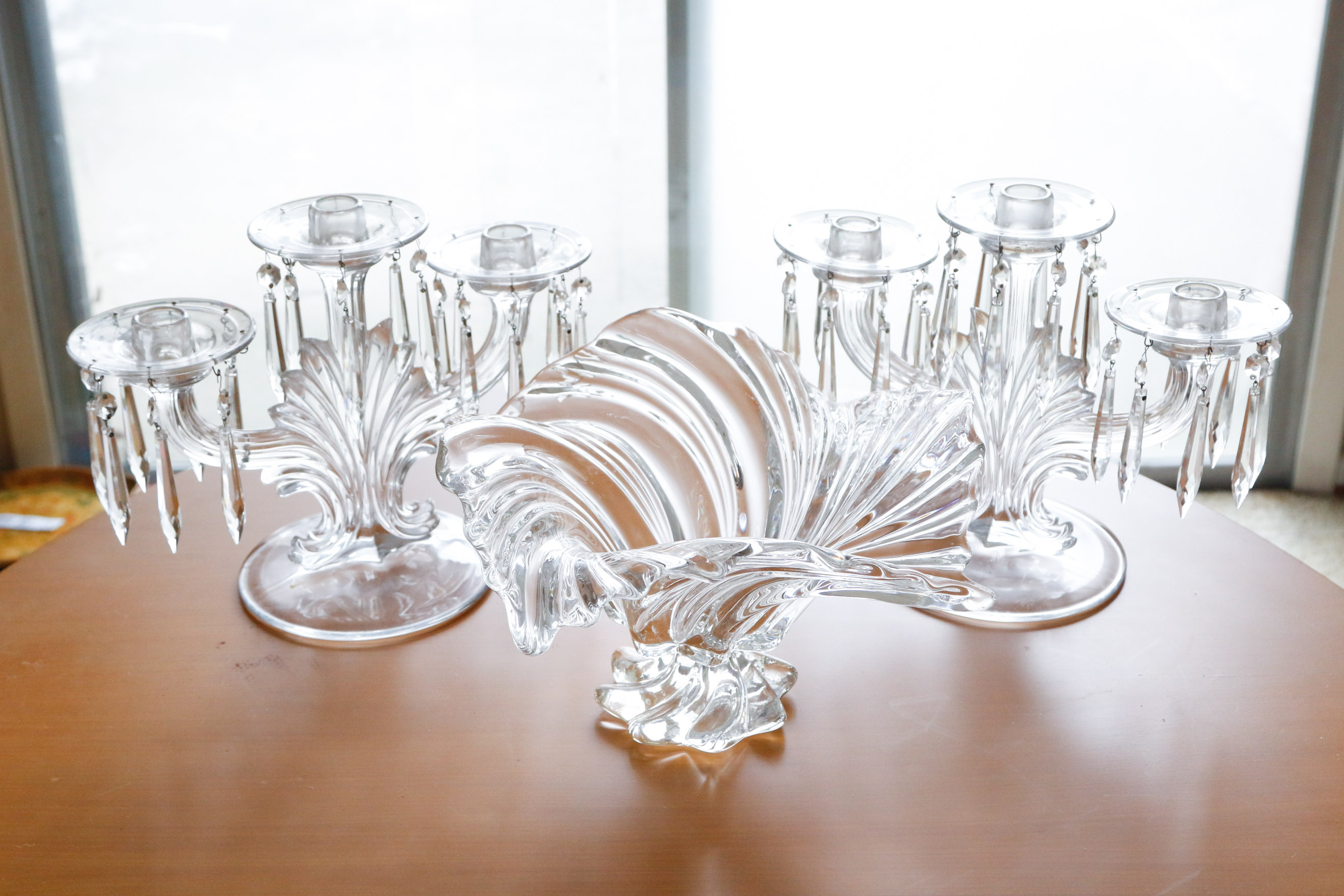 Mikasa Crystal Center Bowl with Fostoria Candelabra