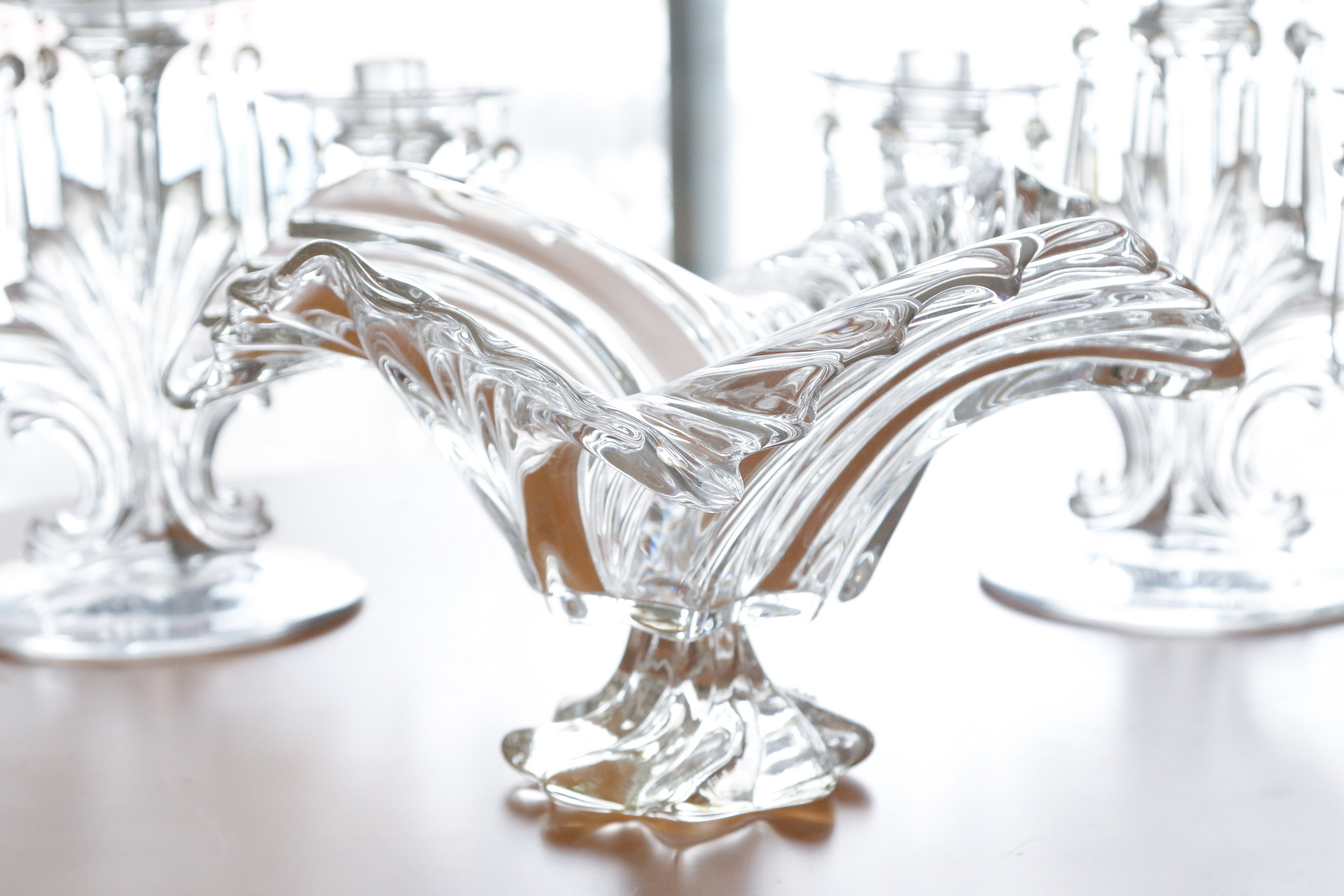 Mikasa Crystal Center Bowl with Fostoria Candelabra