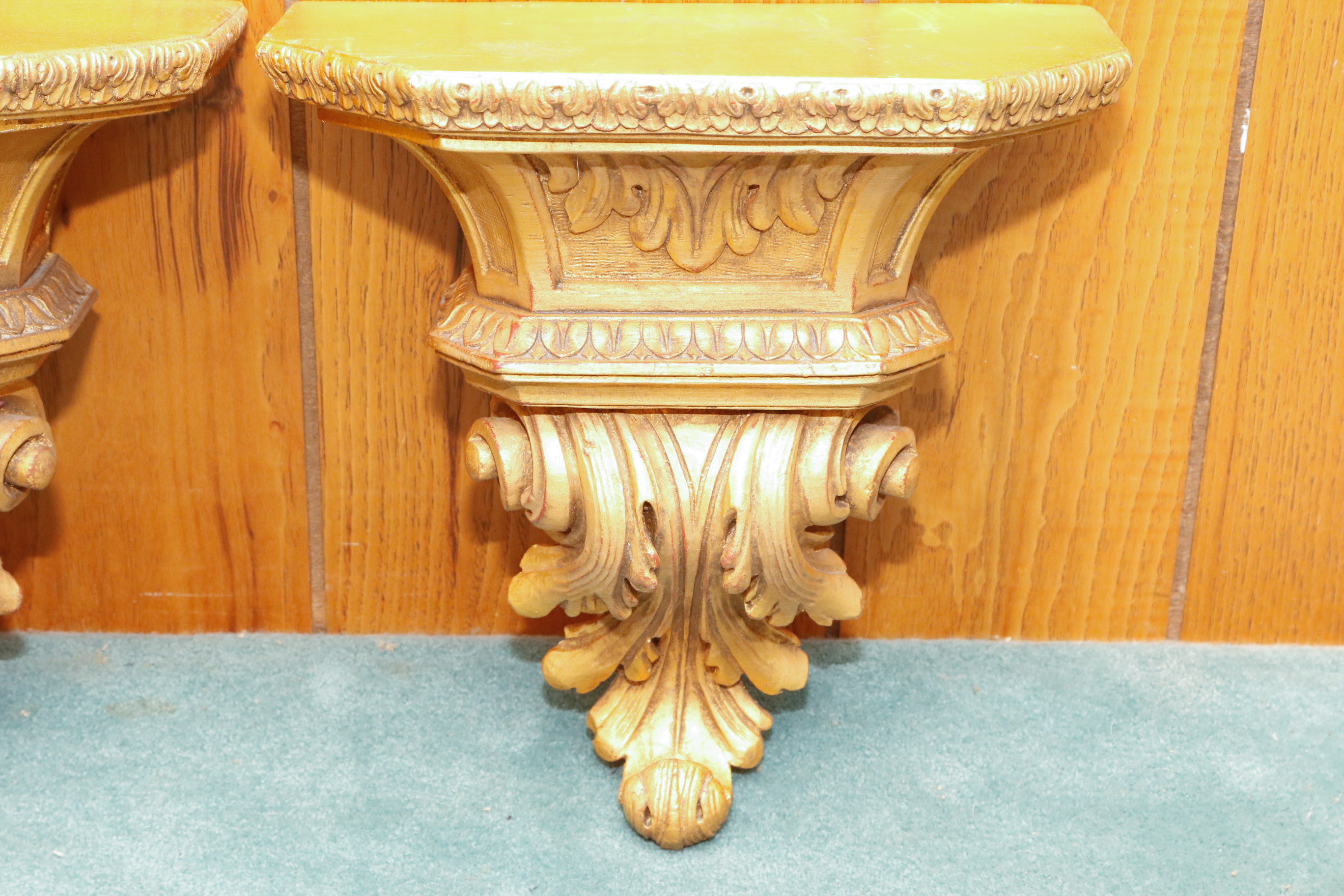 Pair of Gold Tone Wall Shelves