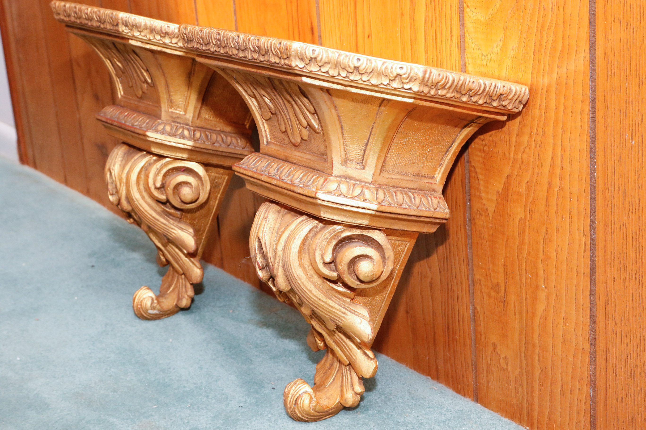 Pair of Gold Tone Wall Shelves