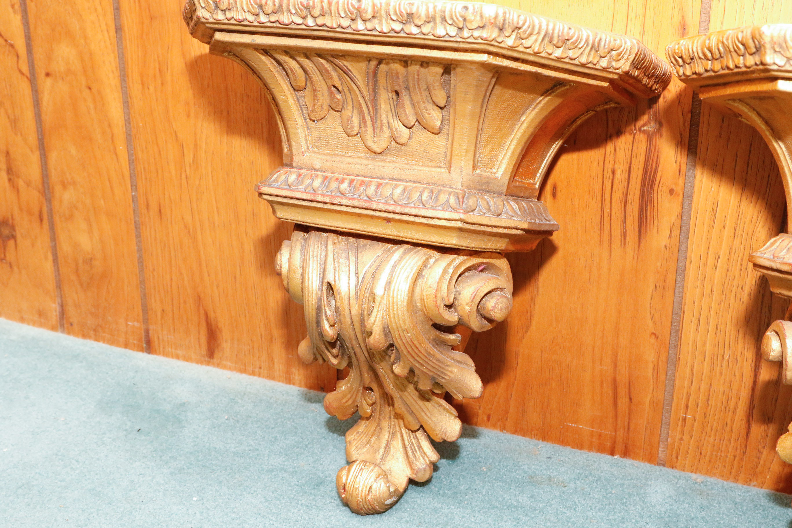 Pair of Gold Tone Wall Shelves