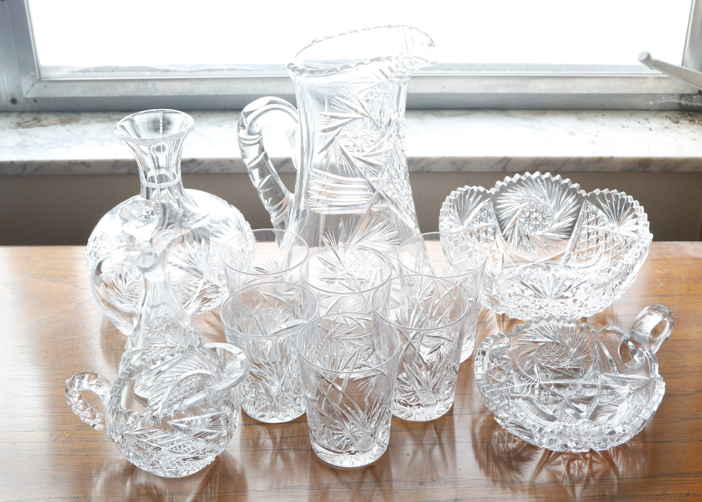 Collection of Pinwheel Crystal Tableware