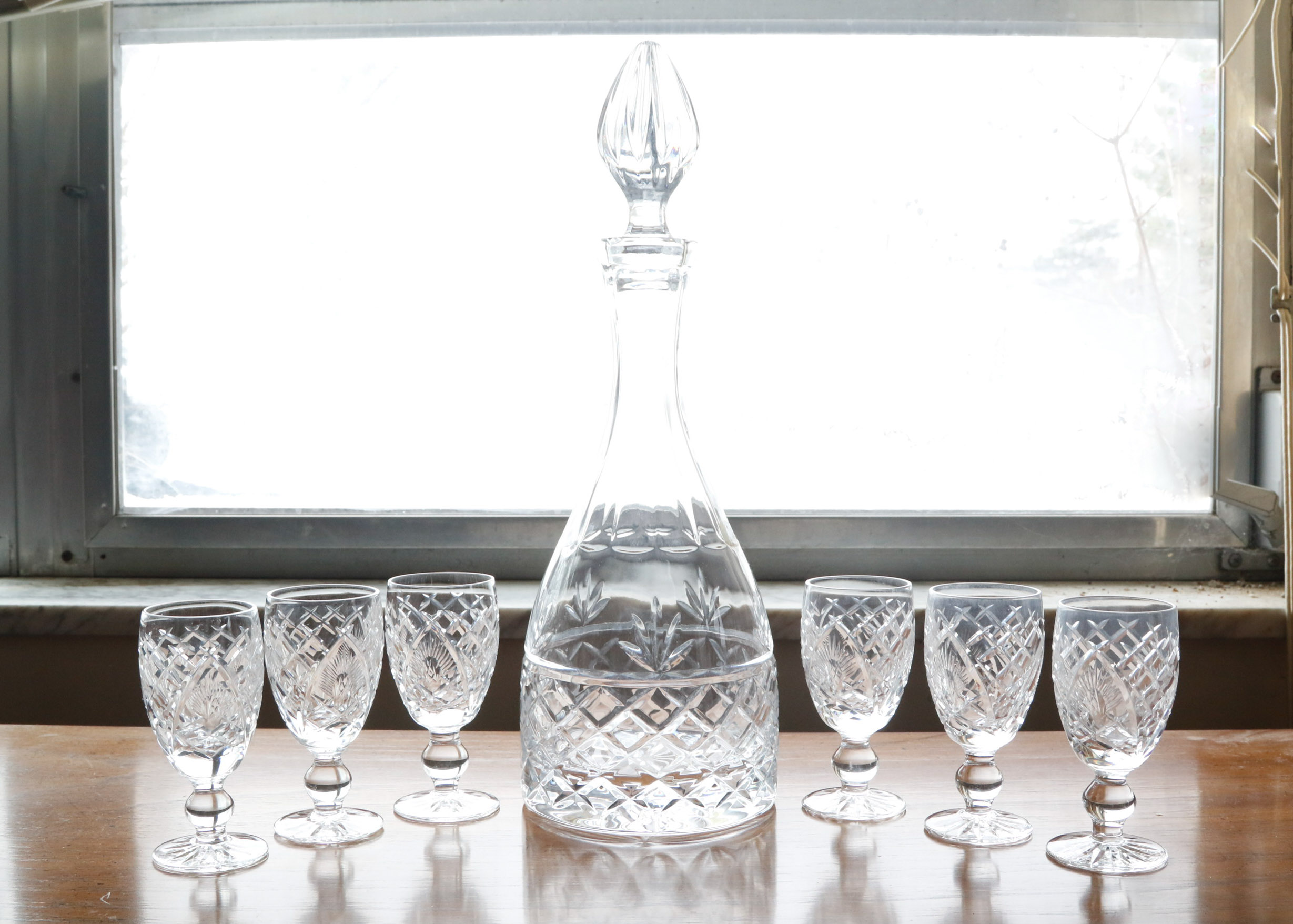 Waterford Crystal Sherry Glasses with Decanter