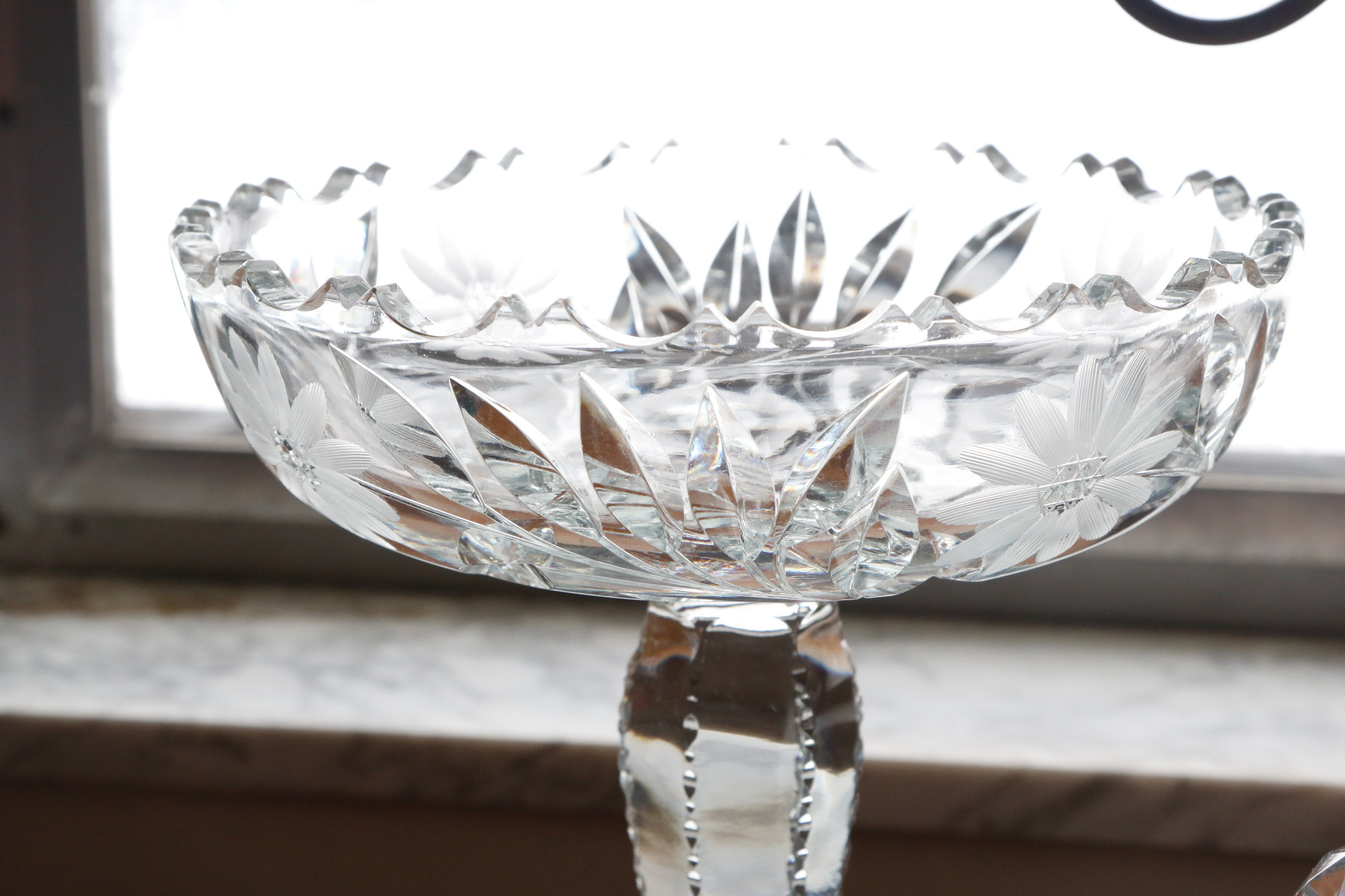 Floral Etched Cut Crystal Tableware